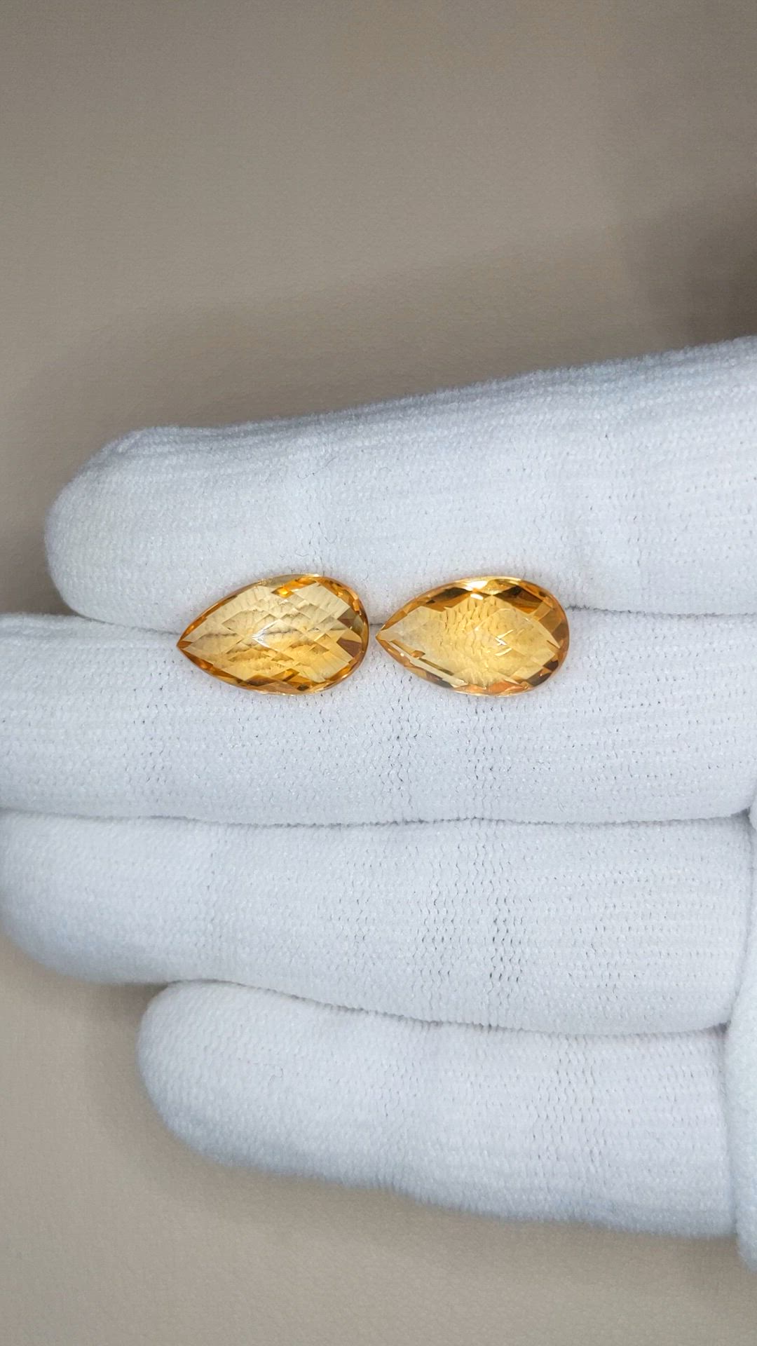 12.05 Ct.Tw.Total Carat Weight Yellow Citrine Pair from Brazil Size Video