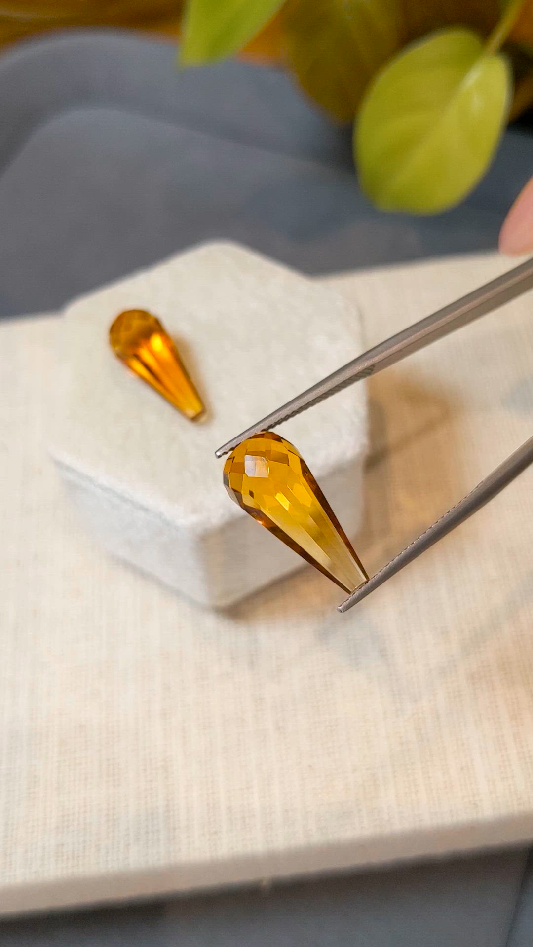 14.15&nbsp;Ct.Tw.Total Carat Weight Yellow Citrine Pair from Brazil Size Video
