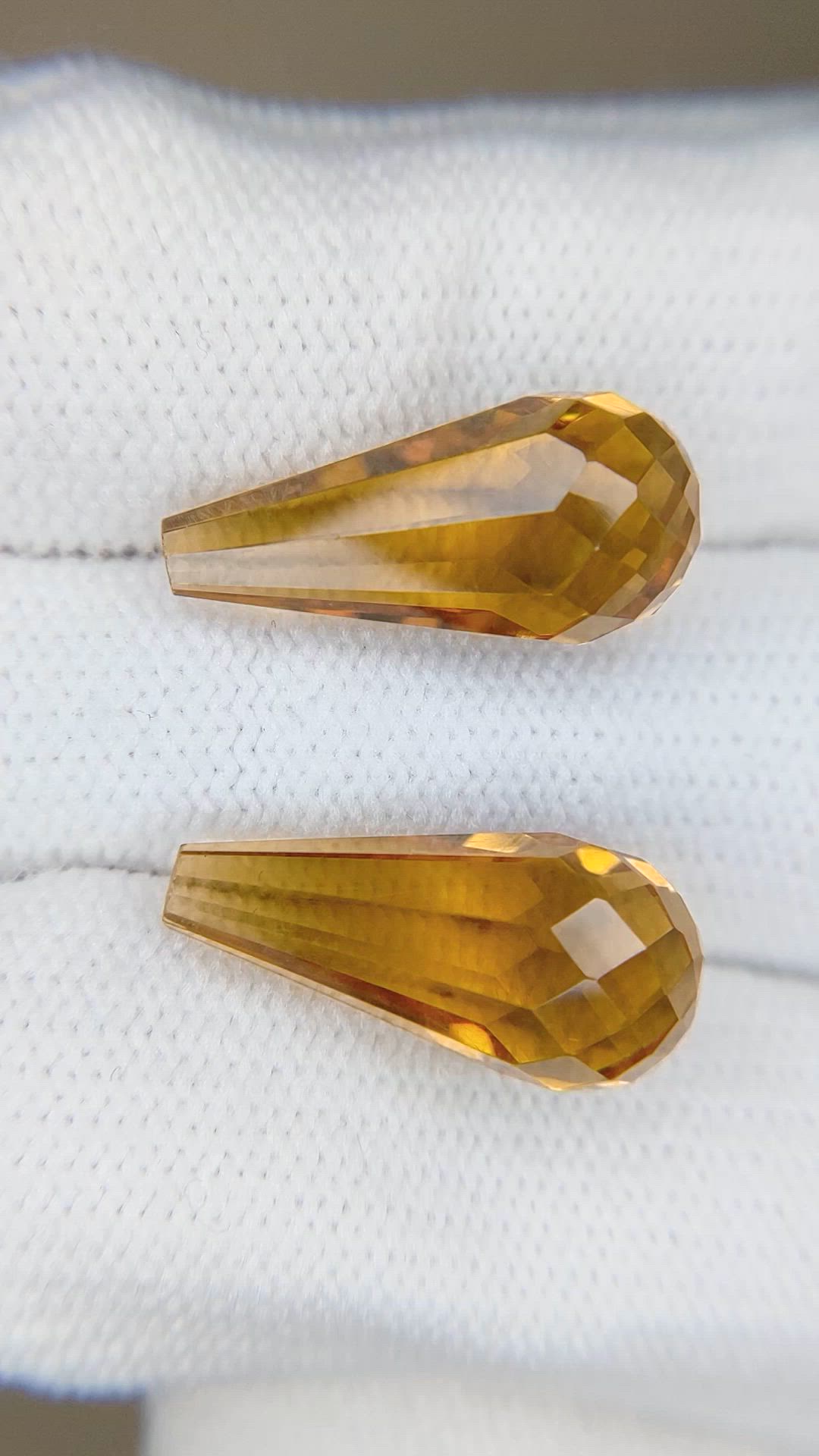 15.03 Ct.Tw.Total Carat Weight Yellow Citrine Pair from Brazil Size Video