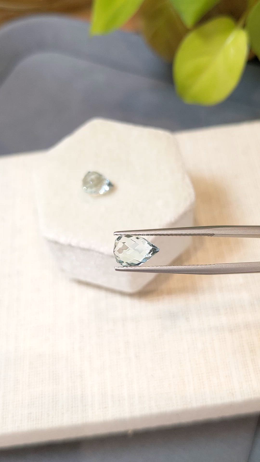 4.64 Ct.Tw.Total Carat Weight Blue Aquamarine Pair from Brazil Size Video