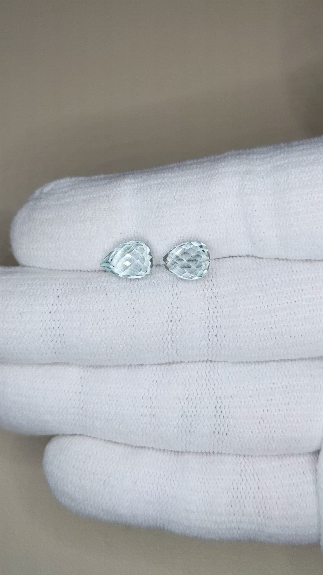 4.64 Ct.Tw.Total Carat Weight Blue Aquamarine Pair from Brazil Size Video