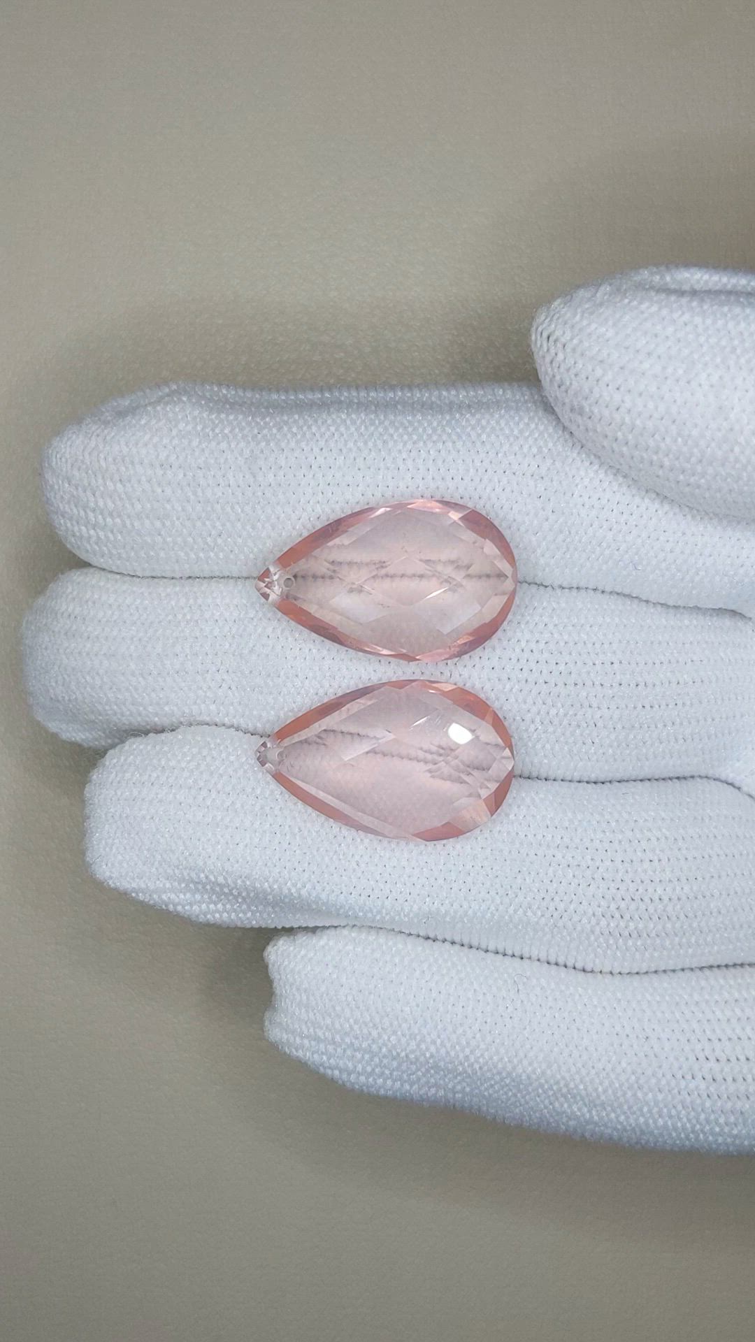 20.71&nbsp;Ct.Tw.Total Carat Weight Pink Rose Quartz Pair from Brazil Size Video