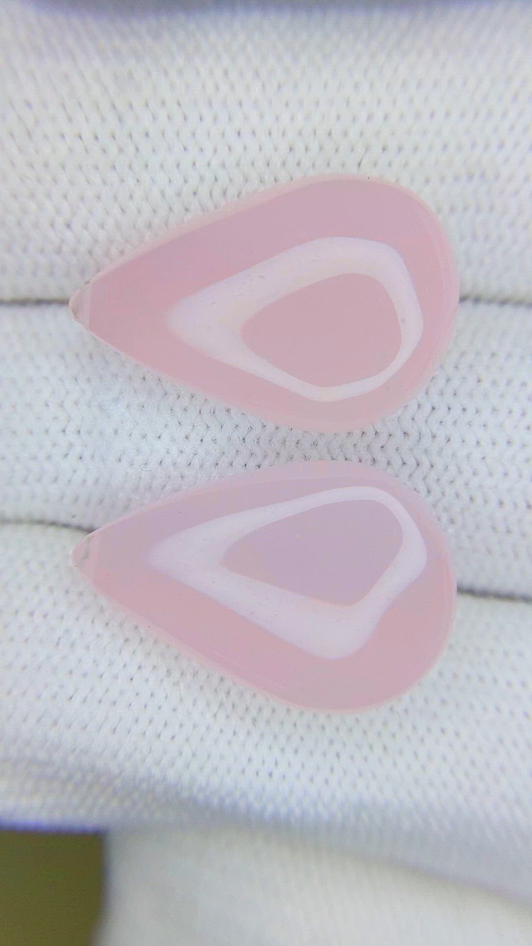 22.14 Ct.Tw.Total Carat Weight Pink Rose Quartz Pair from Brazil Size Video