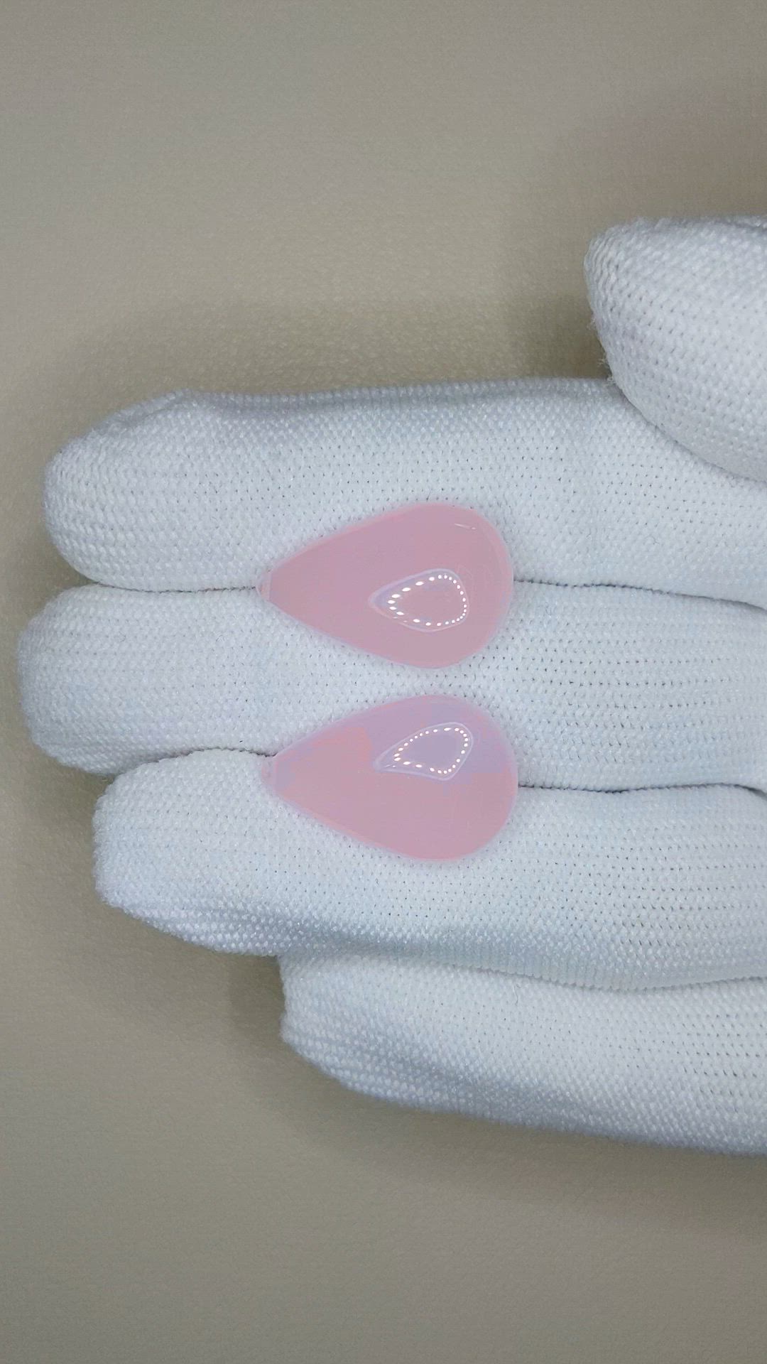 22.14 Ct.Tw.Total Carat Weight Pink Rose Quartz Pair from Brazil Size Video