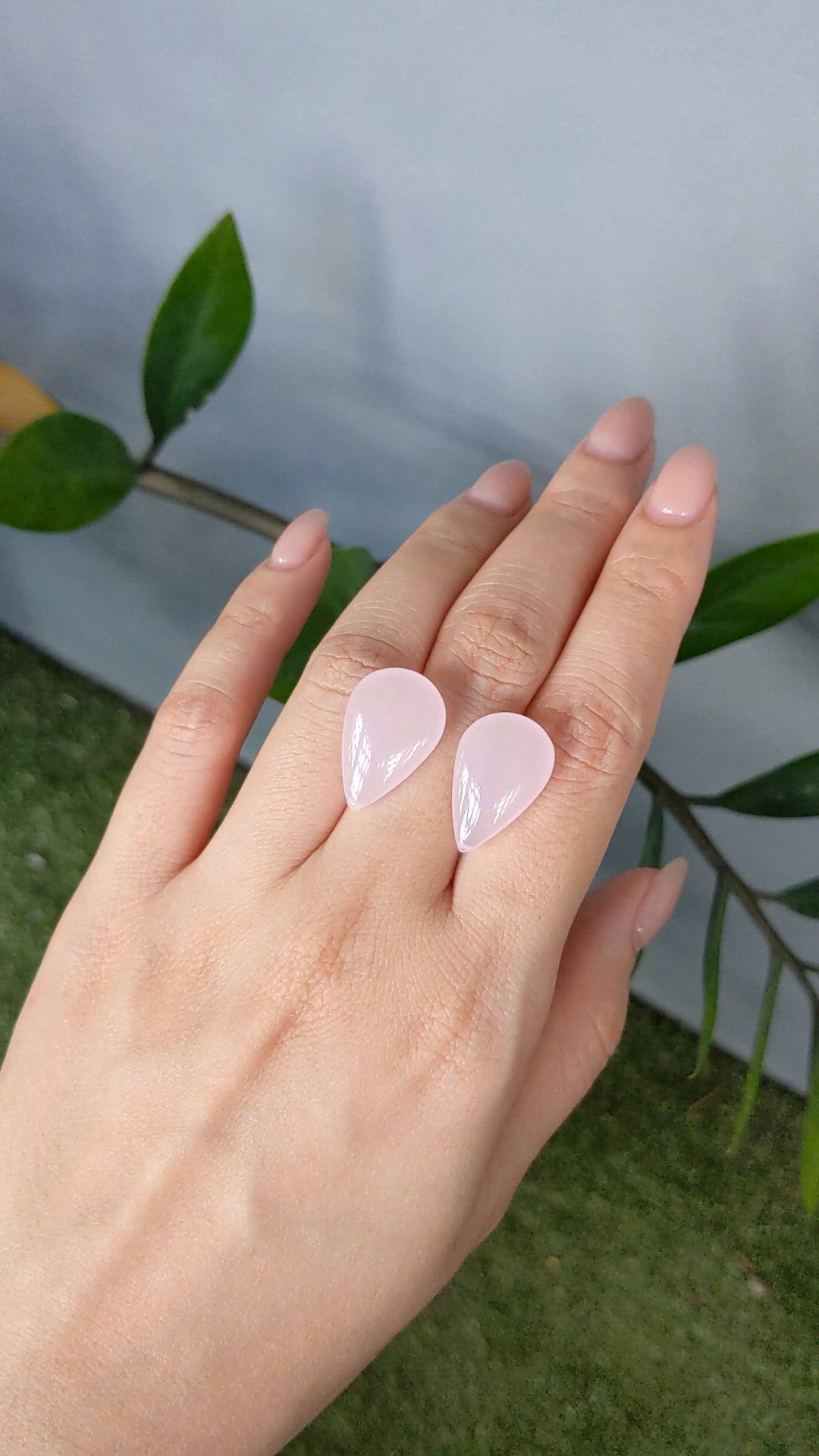 22.14 Ct.Tw.Total Carat Weight Pink Rose Quartz Pair from Brazil Size Video