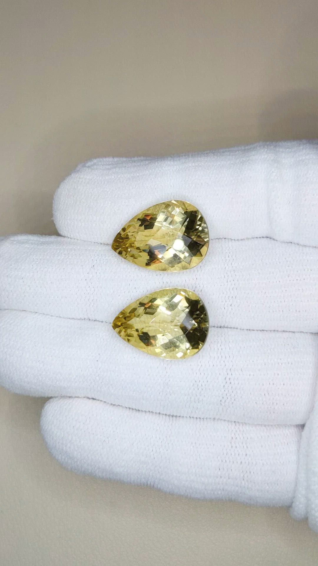 20.72 Ct.Tw.Total Carat Weight Yellow Citrine Pair from Brazil Size Video