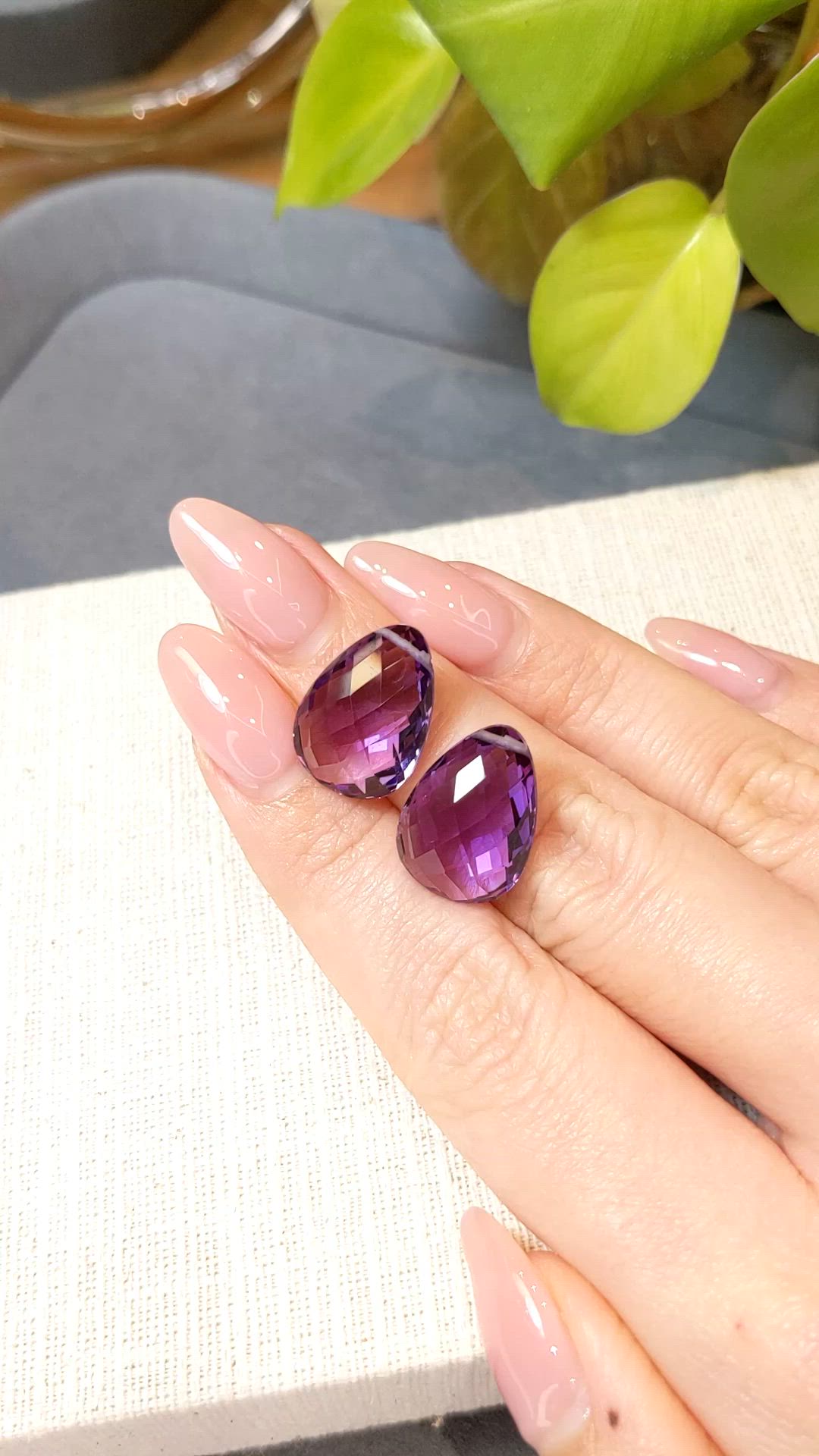 22.14 Ct.Tw.Total Carat Weight Purple Amethyst Pair from Brazil Size Video