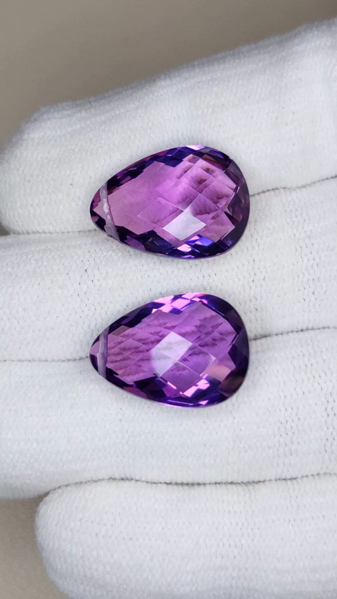 22.14 Ct.Tw.Total Carat Weight Purple Amethyst Pair from Brazil Size Video