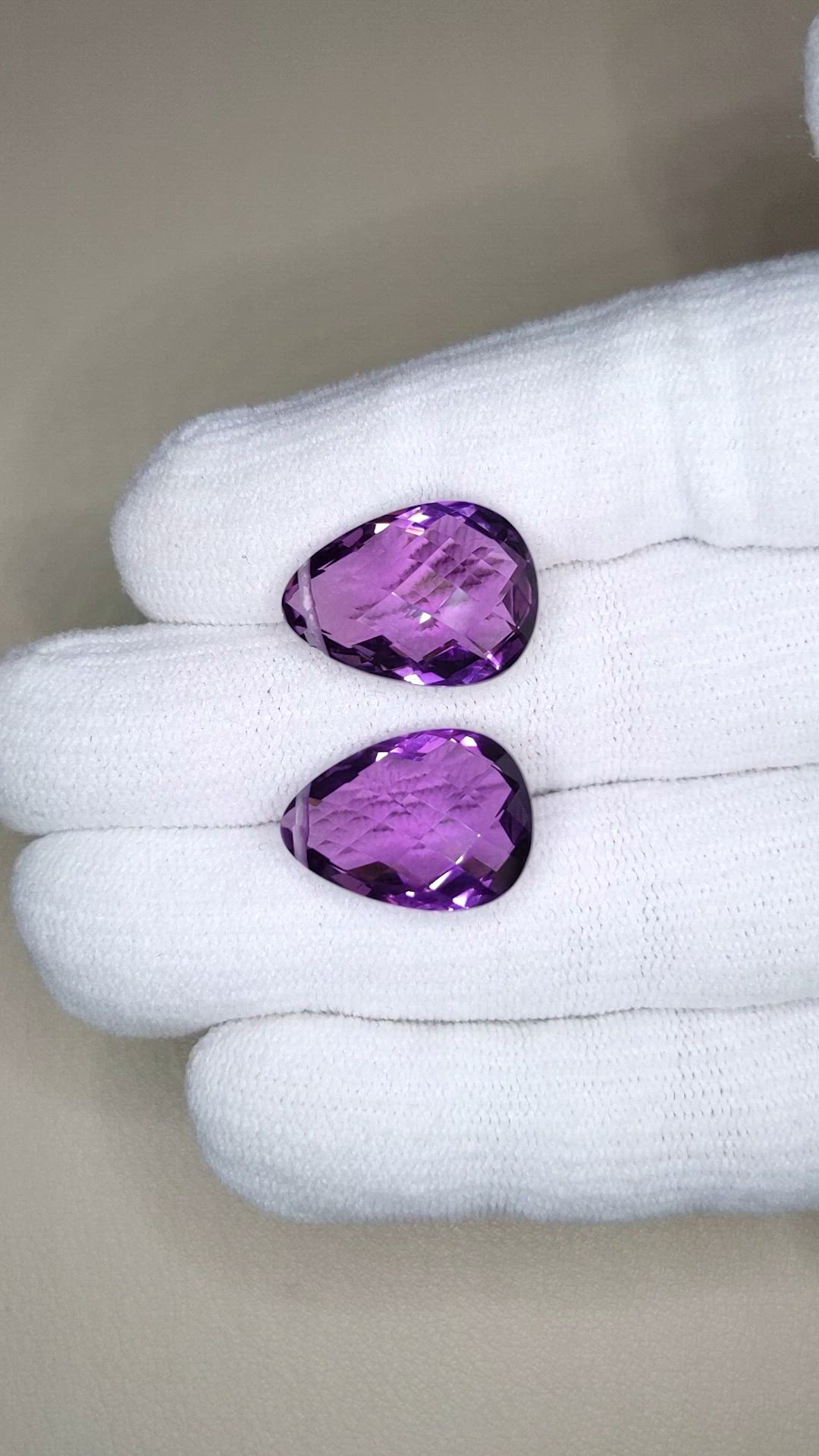 22.14 Ct.Tw.Total Carat Weight Purple Amethyst Pair from Brazil Size Video