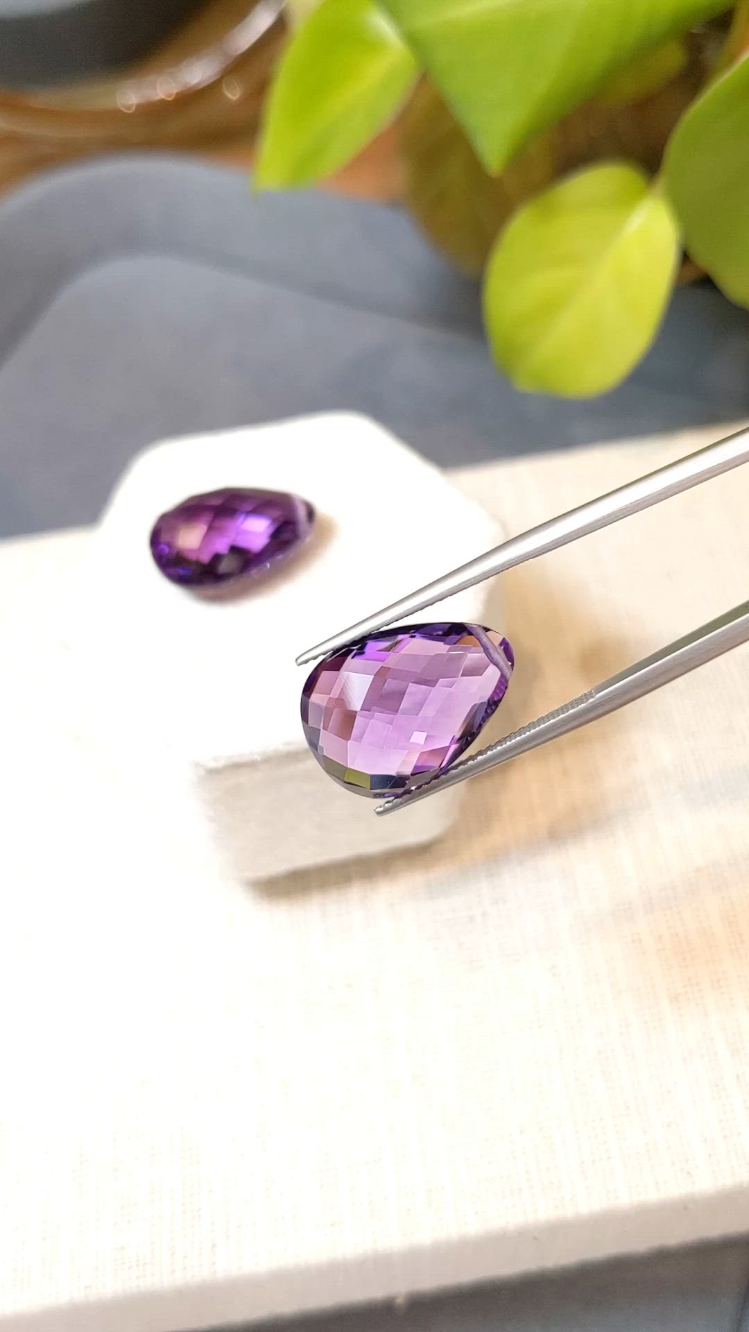 22.14 Ct.Tw.Total Carat Weight Purple Amethyst Pair from Brazil Size Video
