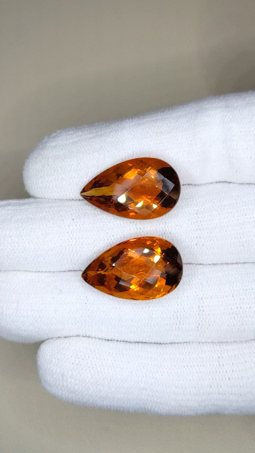 25.52 Ct.Tw.Total Carat Weight Madeira (Reddish Orange) Citrine Pair from Brazil Size Video