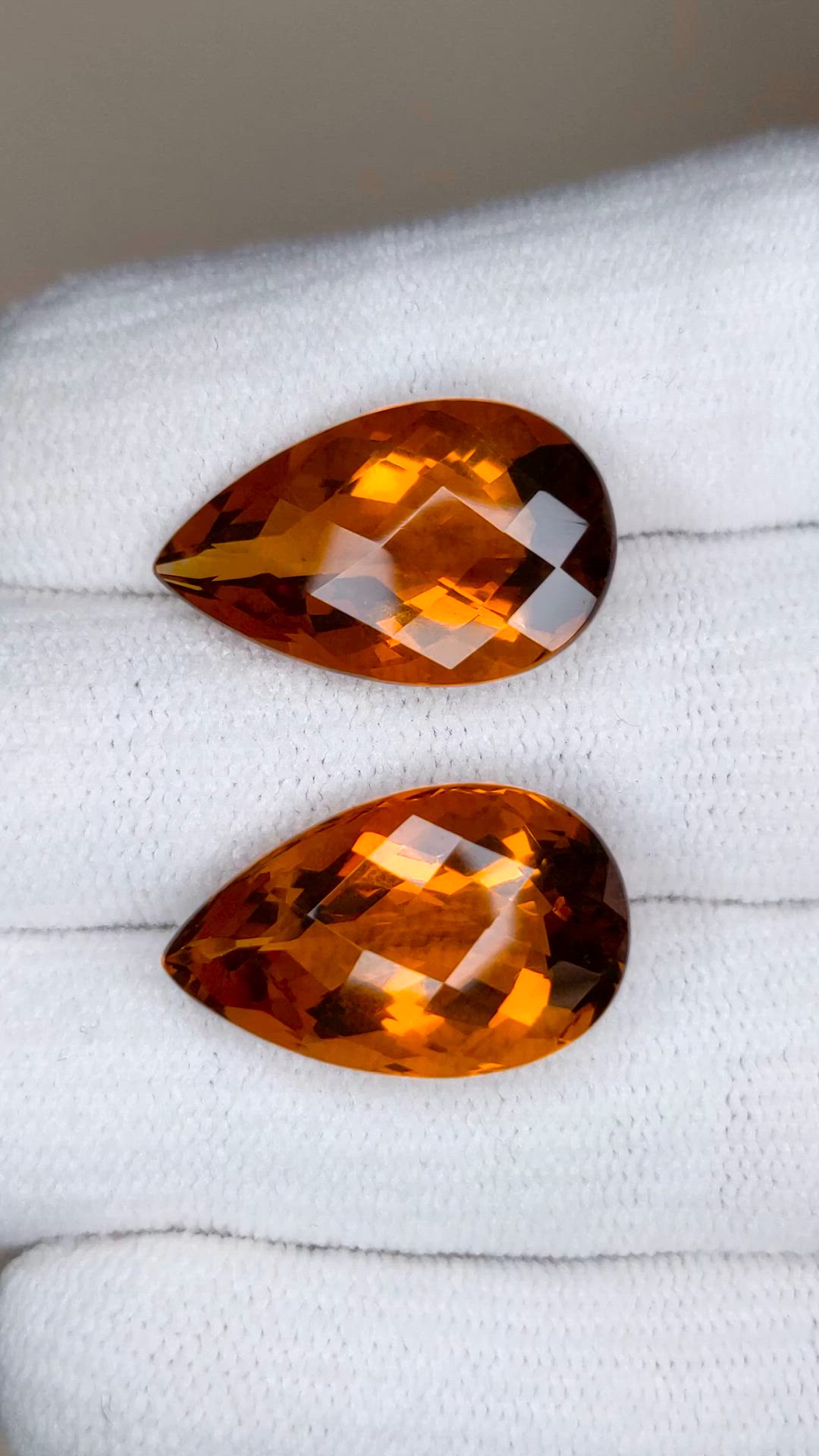 25.52 Ct.Tw.Total Carat Weight Madeira (Reddish Orange) Citrine Pair from Brazil Size Video