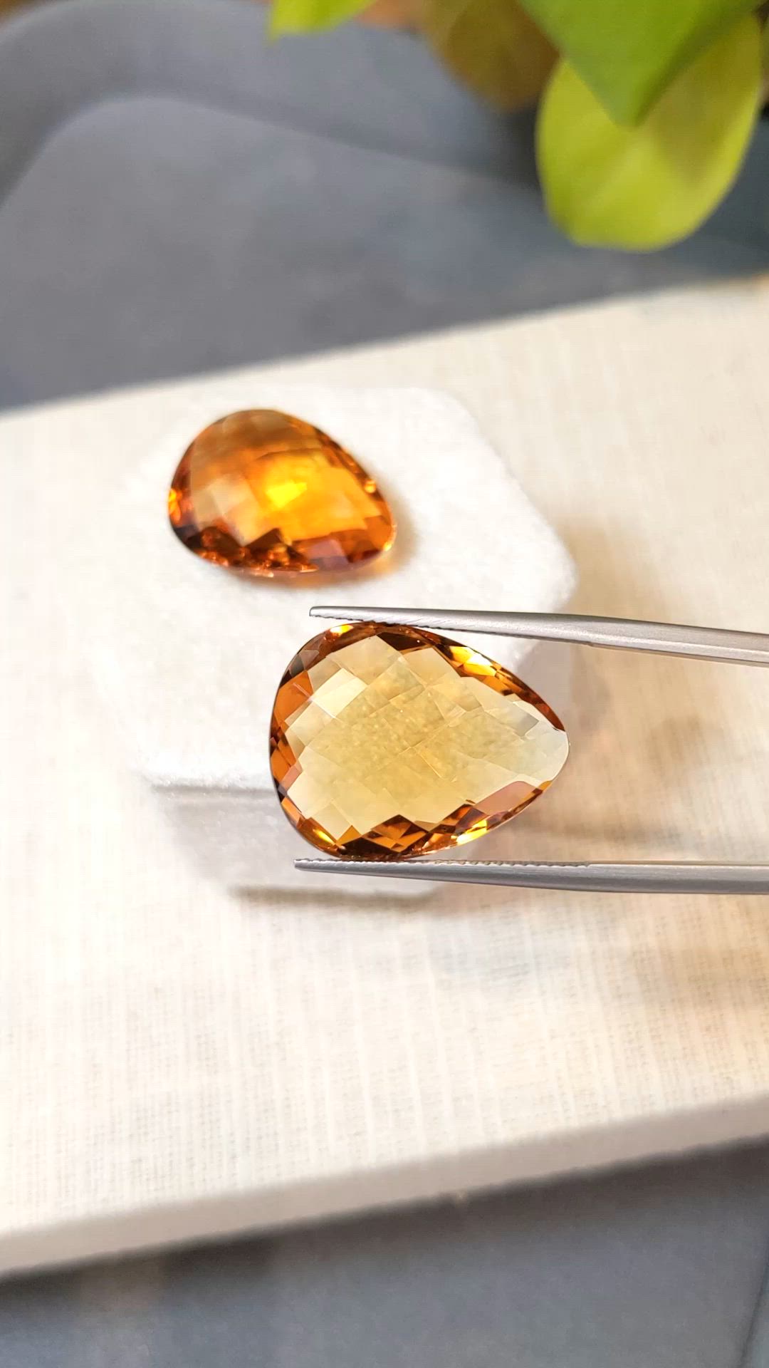 31.64 Ct.Tw.Total Carat Weight Yellow Quartz Pair from Brazil Size Video