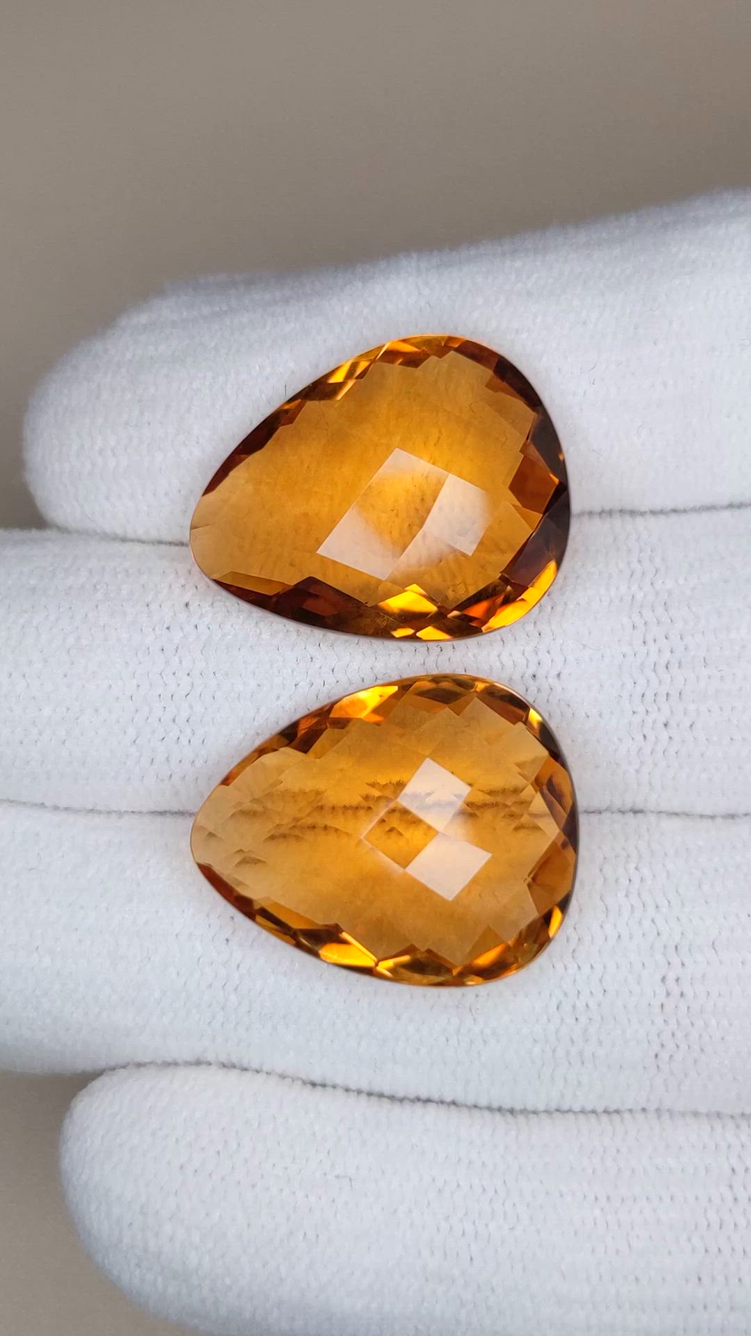 31.64 Ct.Tw.Total Carat Weight Yellow Quartz Pair from Brazil Size Video