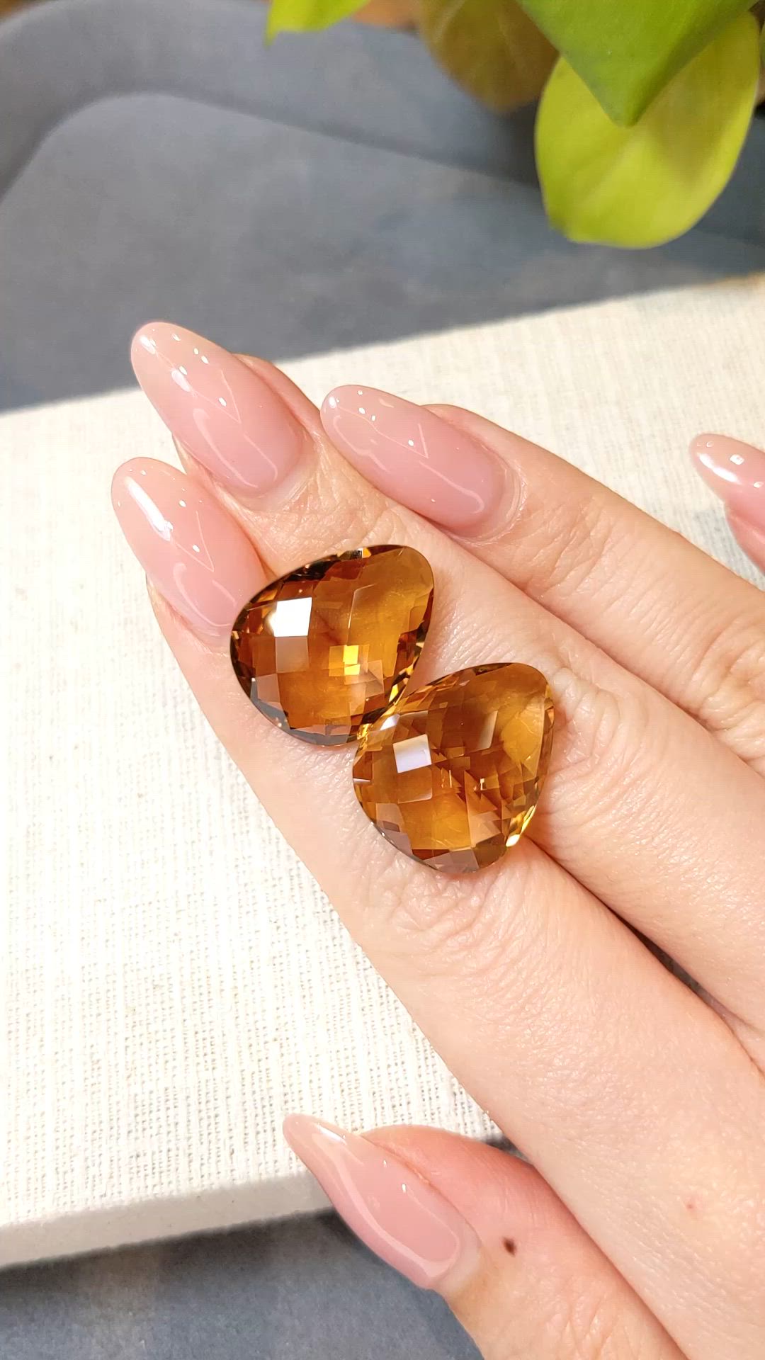 31.64 Ct.Tw.Total Carat Weight Yellow Quartz Pair from Brazil Size Video