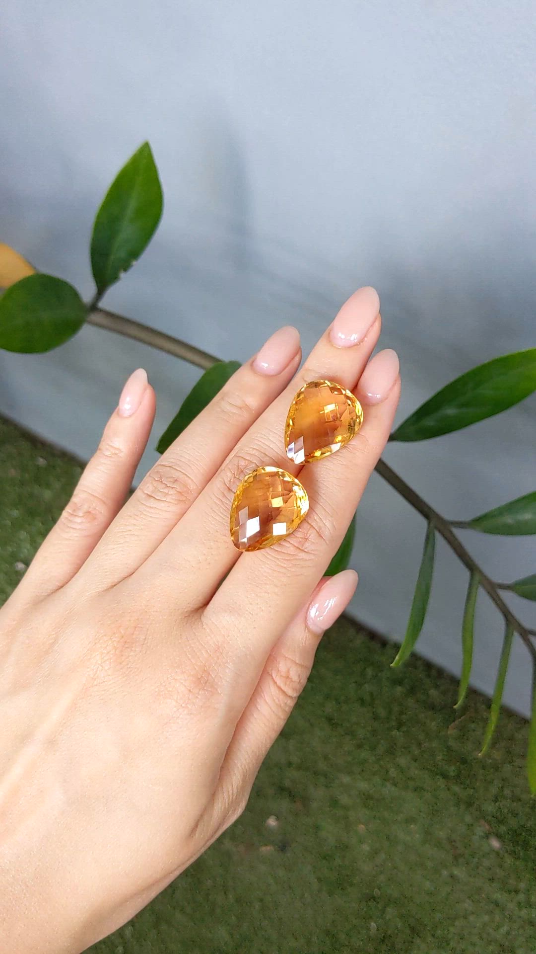 34.97 Ct.Tw.Total Carat Weight Yellow Quartz Pair from Brazil Size Video