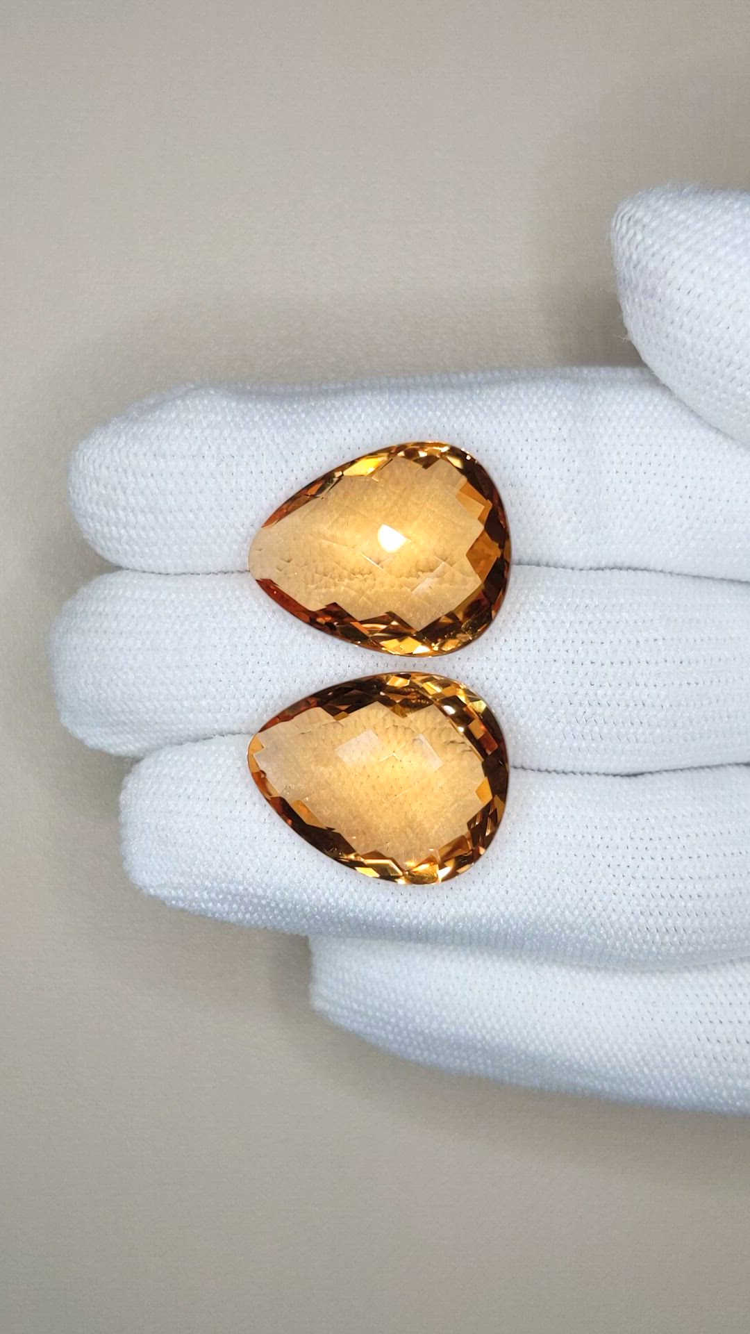 34.97 Ct.Tw.Total Carat Weight Yellow Quartz Pair from Brazil Size Video