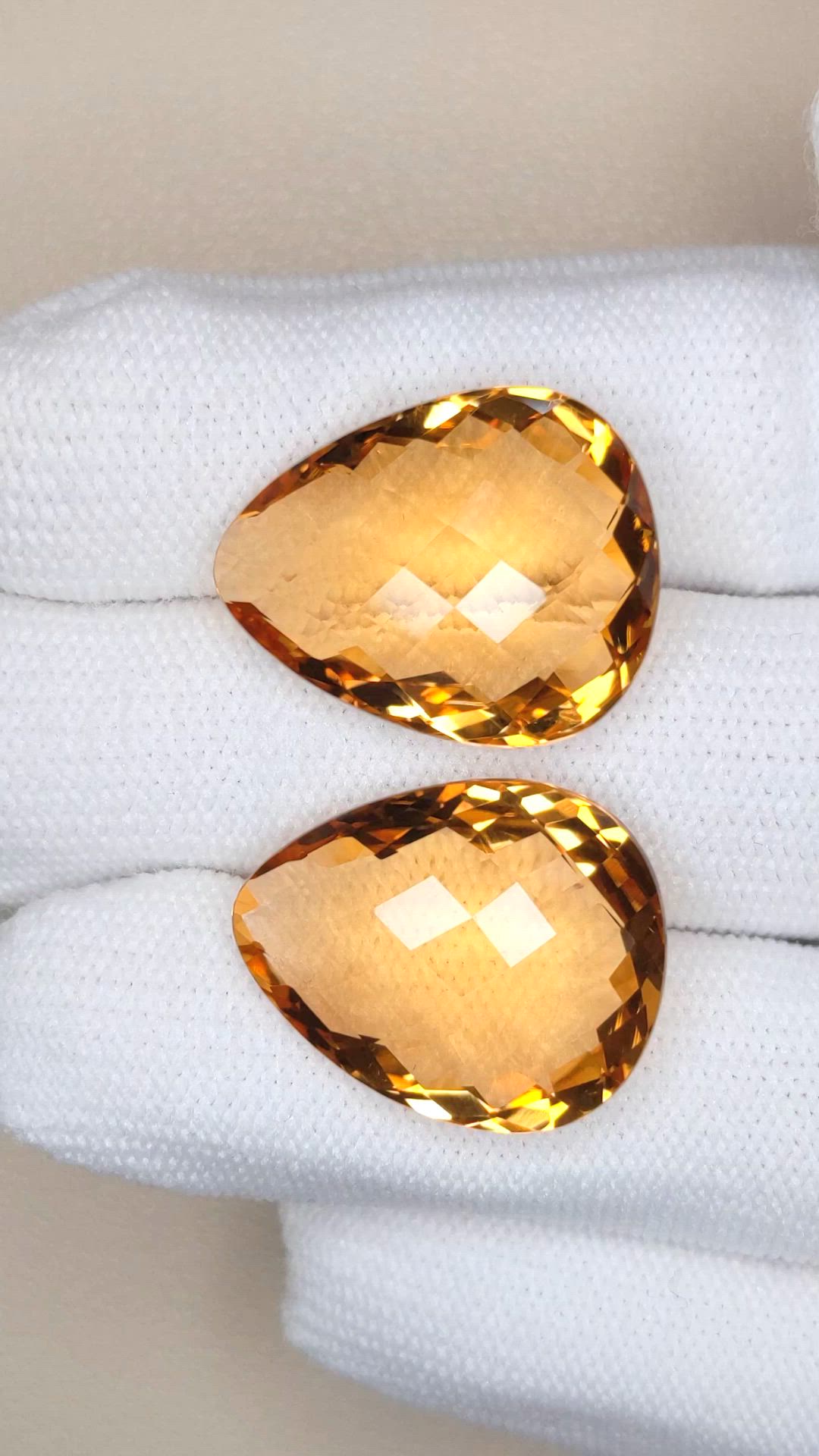 34.97 Ct.Tw.Total Carat Weight Yellow Quartz Pair from Brazil Size Video