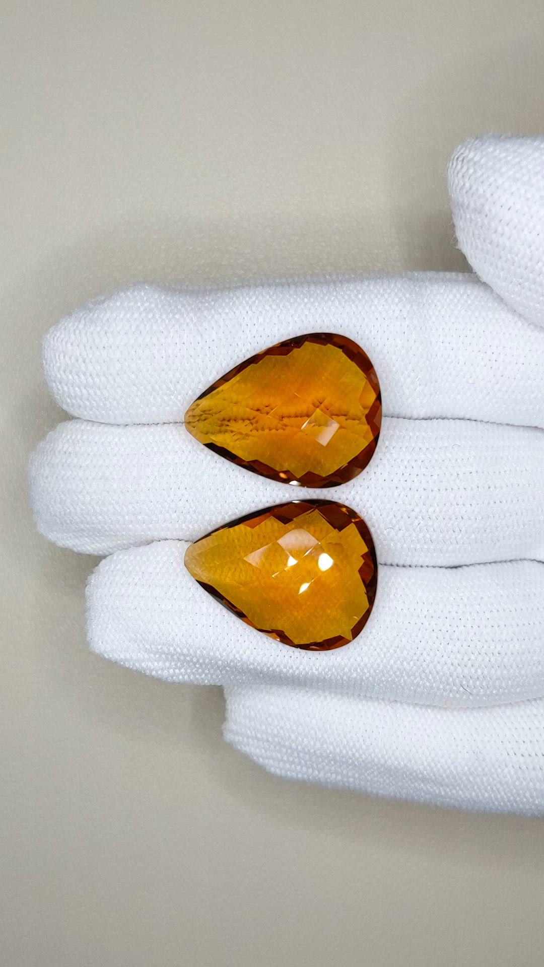 30.85 Ct.Tw.Total Carat Weight Yellow Quartz Pair from Brazil Size Video