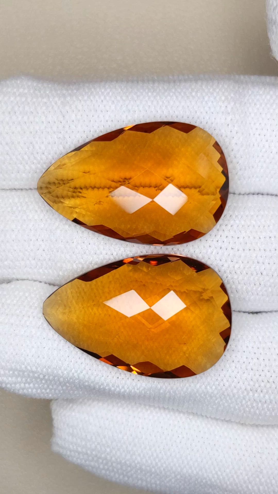 38.15 Ct.Tw.Total Carat Weight Yellow Quartz Pair from Brazil Size Video