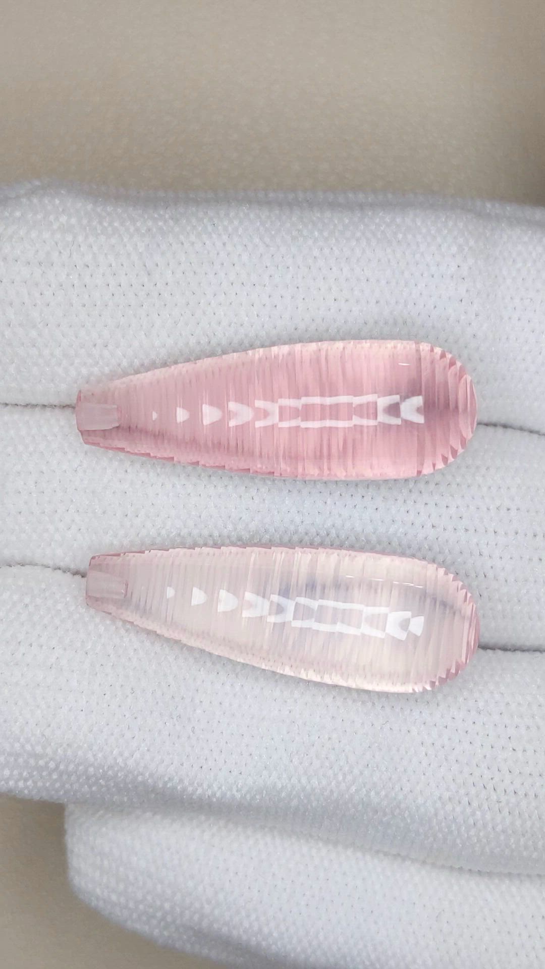 38.39 Ct.Tw.Total Carat Weight Pink Rose Quartz Pair from Brazil Size Video