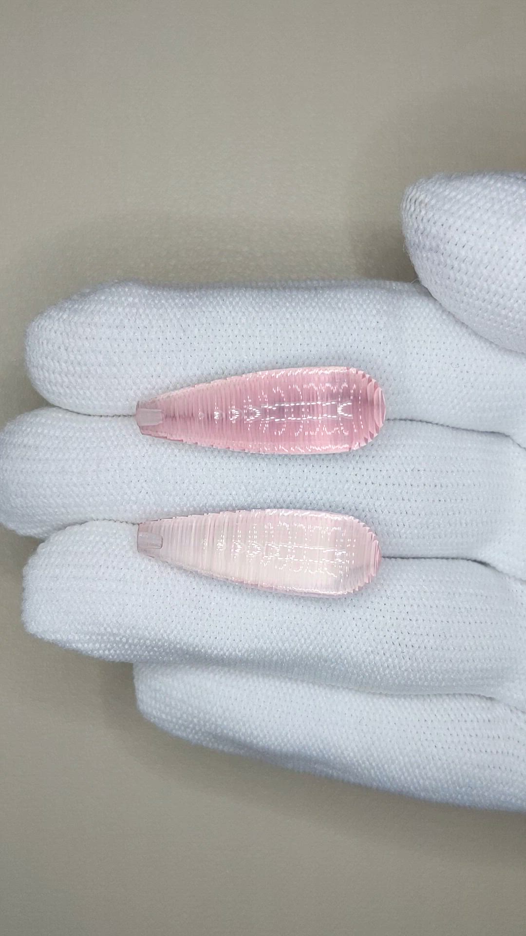 38.39 Ct.Tw.Total Carat Weight Pink Rose Quartz Pair from Brazil Size Video