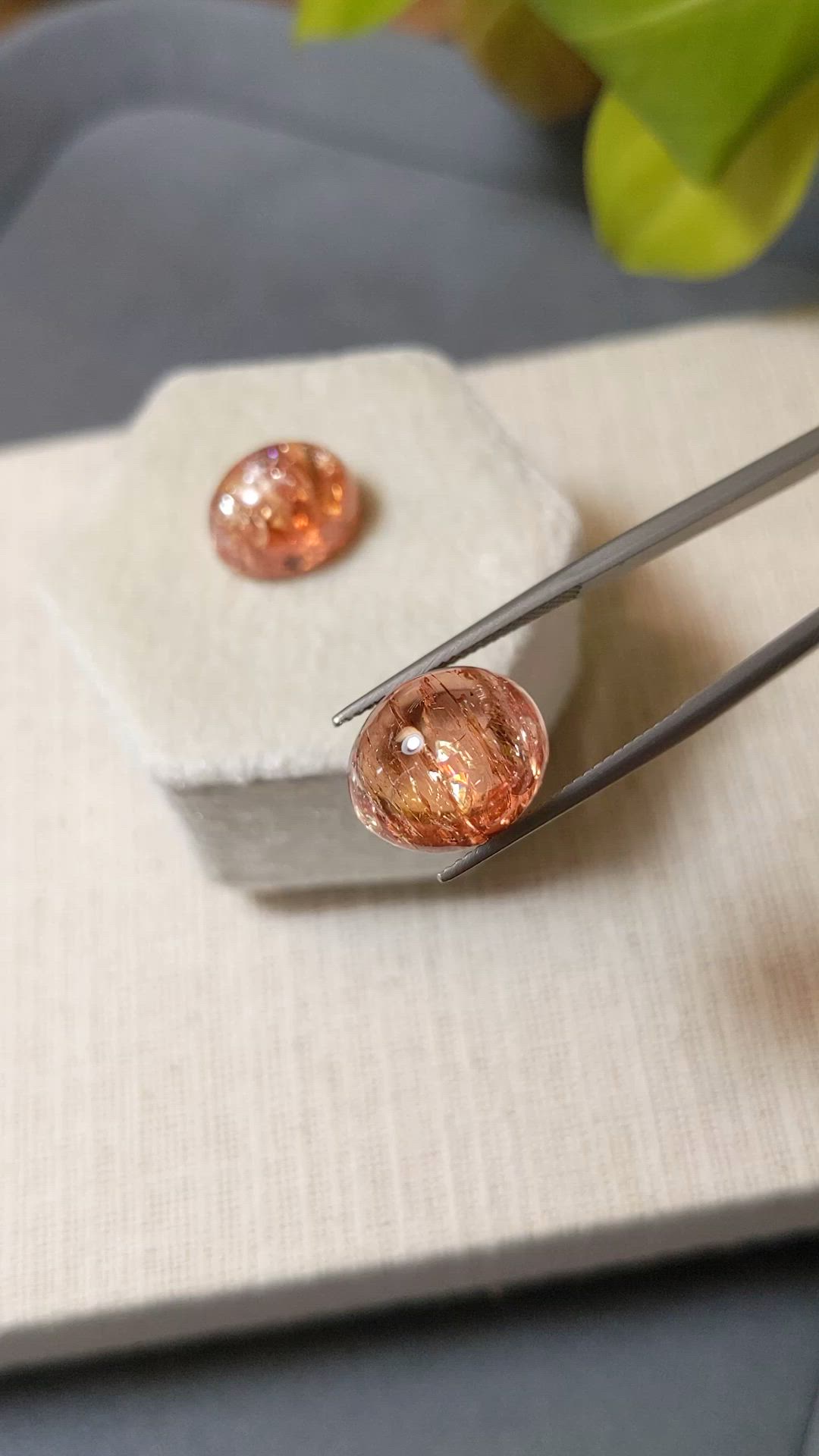 26.57 Ct.Tw.Total Carat Weight Orange Cabochon Precious Topaz Pair from Brazil Size Video