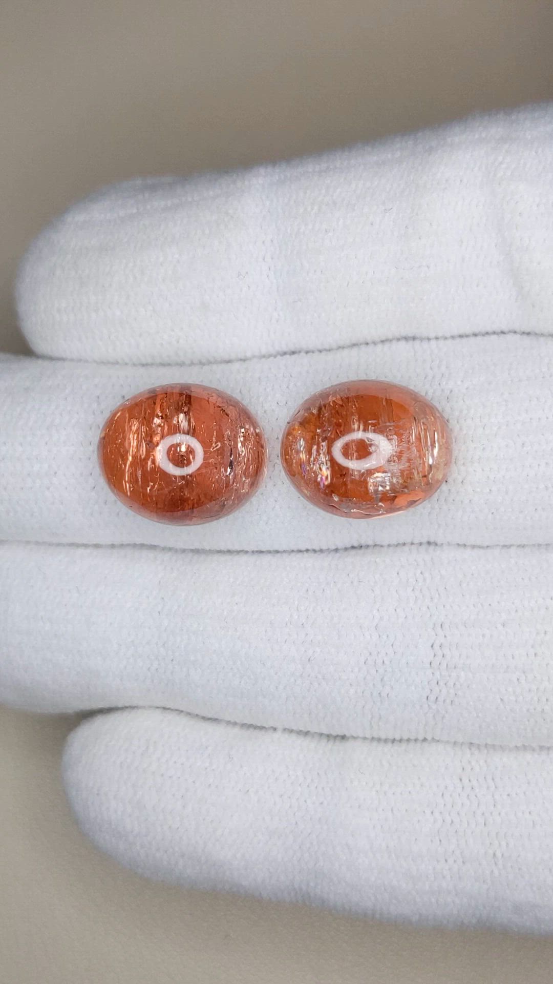 26.57 Ct.Tw.Total Carat Weight Orange Cabochon Precious Topaz Pair from Brazil Size Video