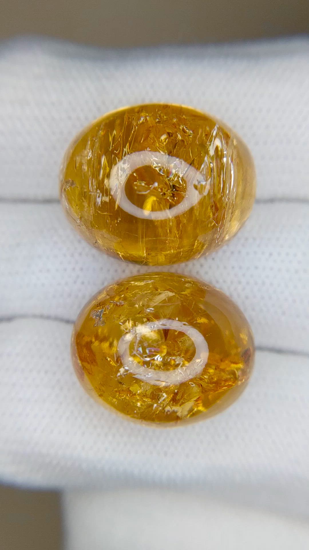 63.30&nbsp;Ct.Tw.Total Carat Weight Orangish Yellow Cabochon Precious Topaz Pair from Brazil Size Video