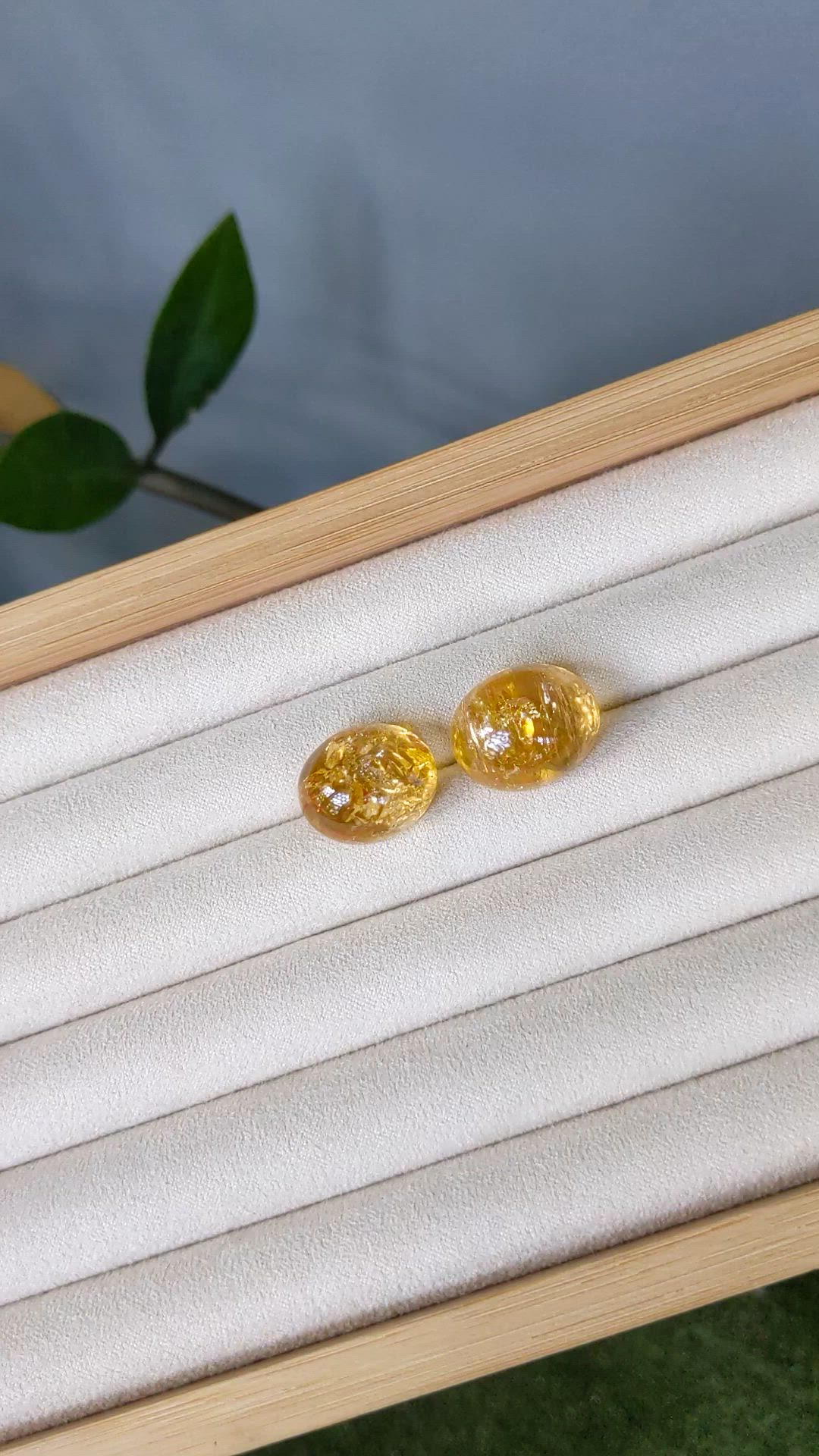63.30&nbsp;Ct.Tw.Total Carat Weight Orangish Yellow Cabochon Precious Topaz Pair from Brazil Size Video
