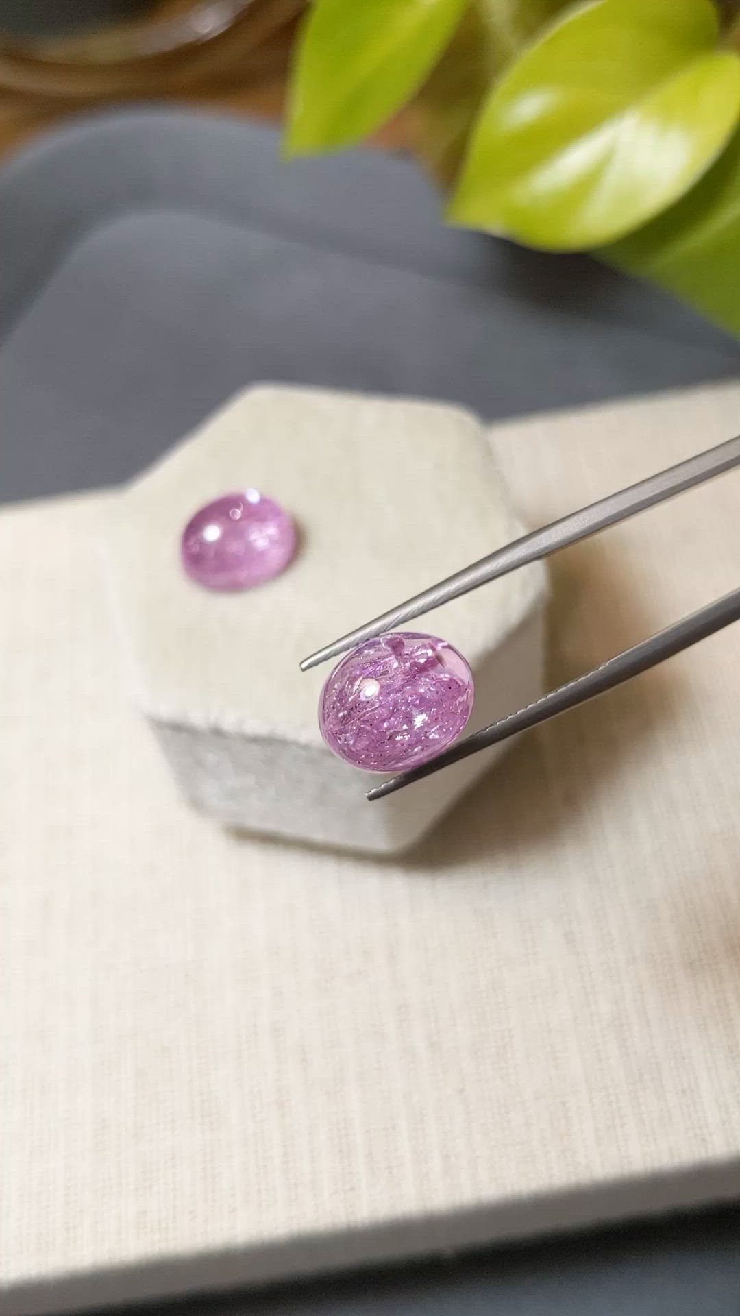 16.09 Ct.Tw.Total Carat Weight Pink Cabochon Topaz Pair from Brazil Size Video