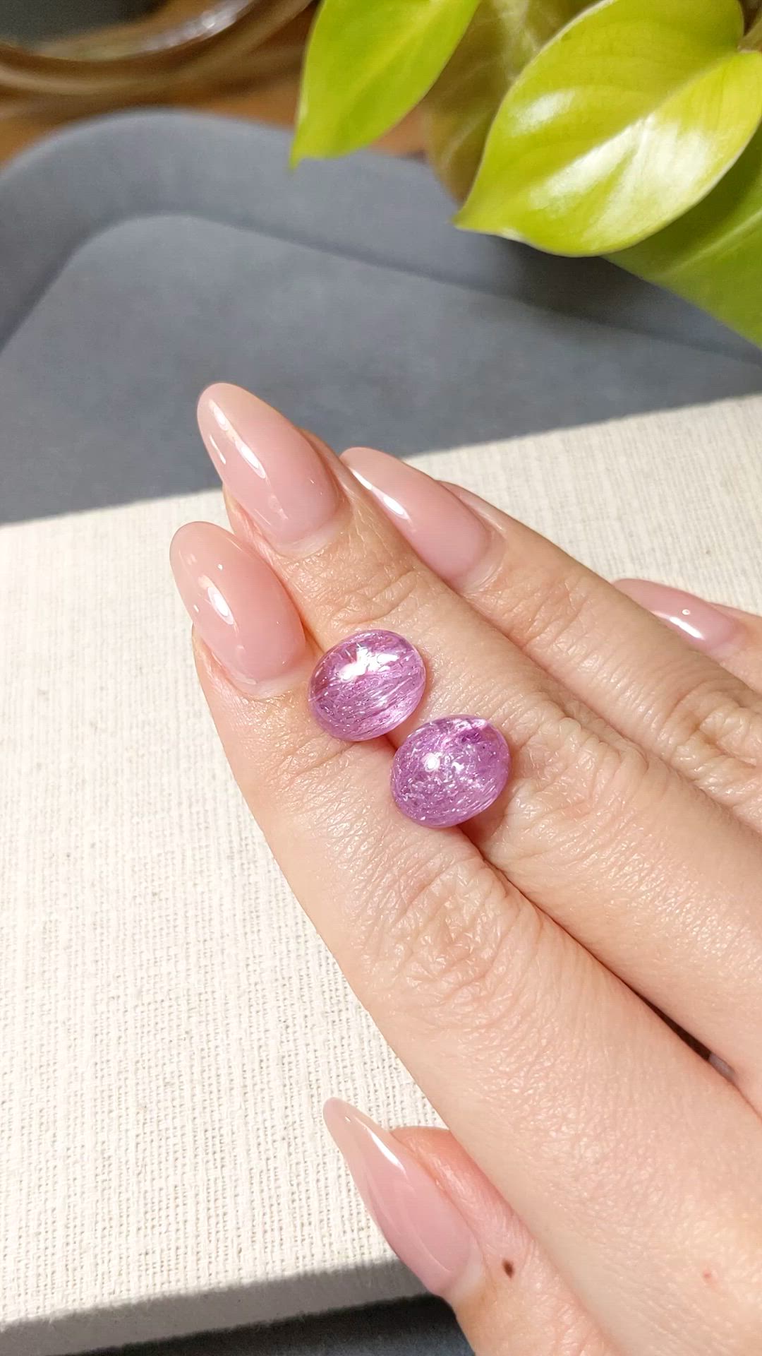 16.09 Ct.Tw.Total Carat Weight Pink Cabochon Topaz Pair from Brazil Size Video