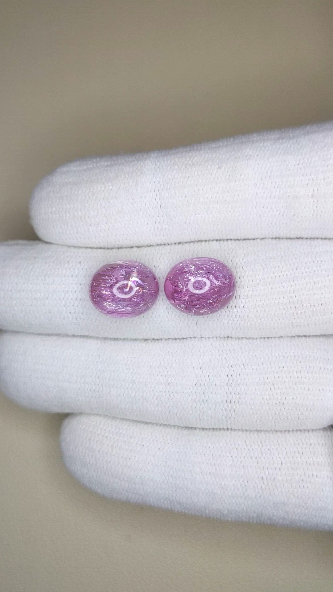 16.09 Ct.Tw.Total Carat Weight Pink Cabochon Topaz Pair from Brazil Size Video