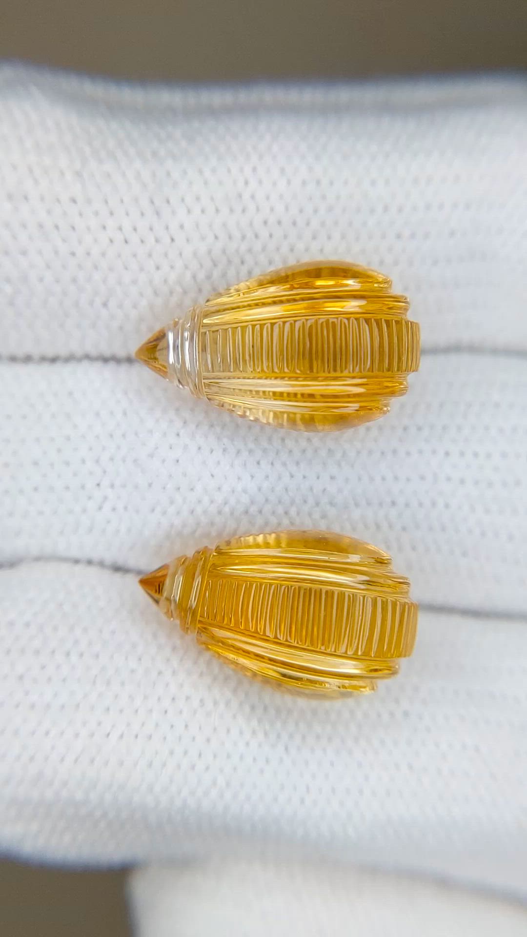 16.46&nbsp;Ct.Tw.Total Carat Weight Golden Citrine Pair from Brazil Size Video
