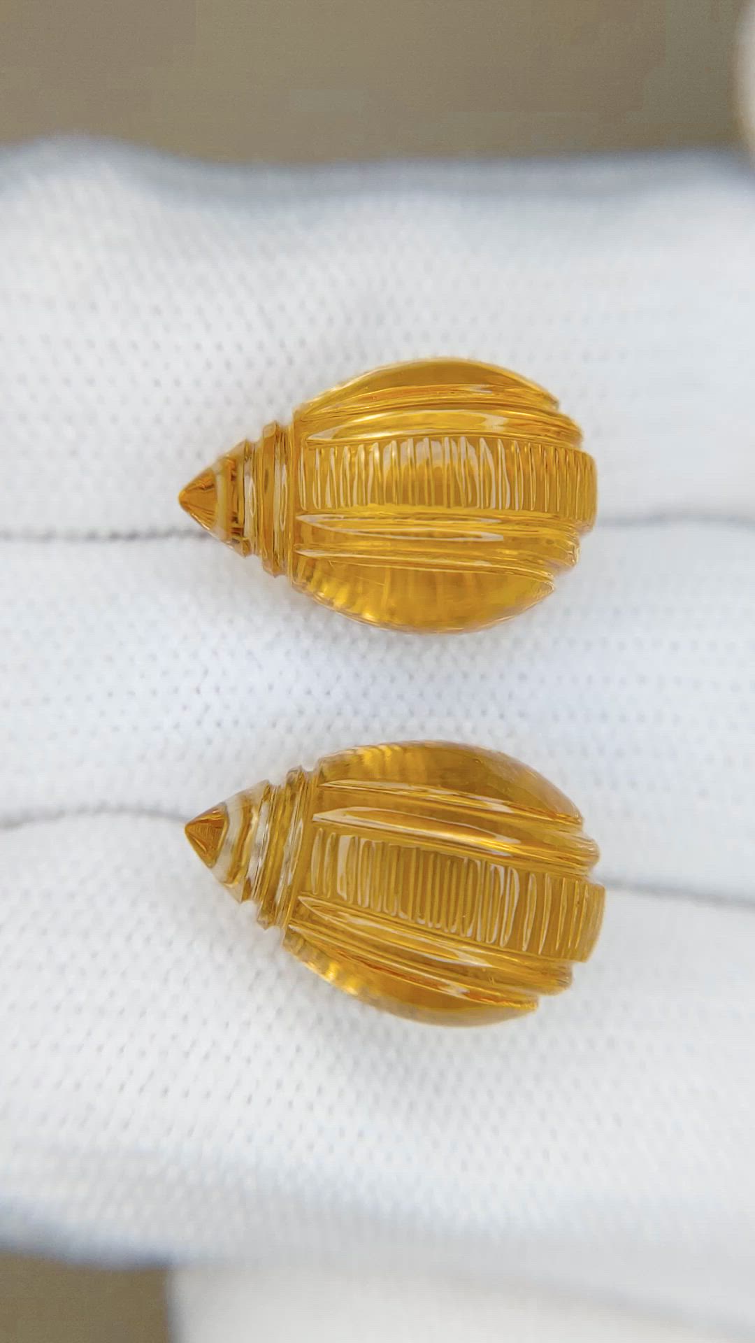22.78 Ct.Tw.Total Carat Weight Golden Citrine Pair from Brazil Size Video