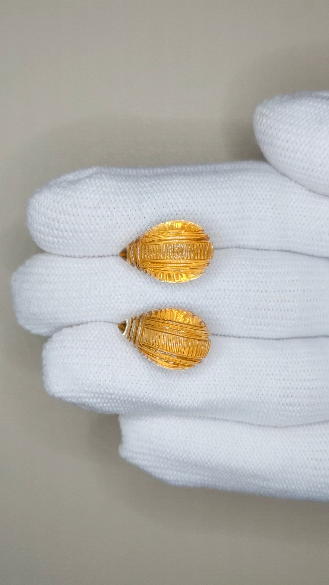 22.78 Ct.Tw.Total Carat Weight Golden Citrine Pair from Brazil Size Video