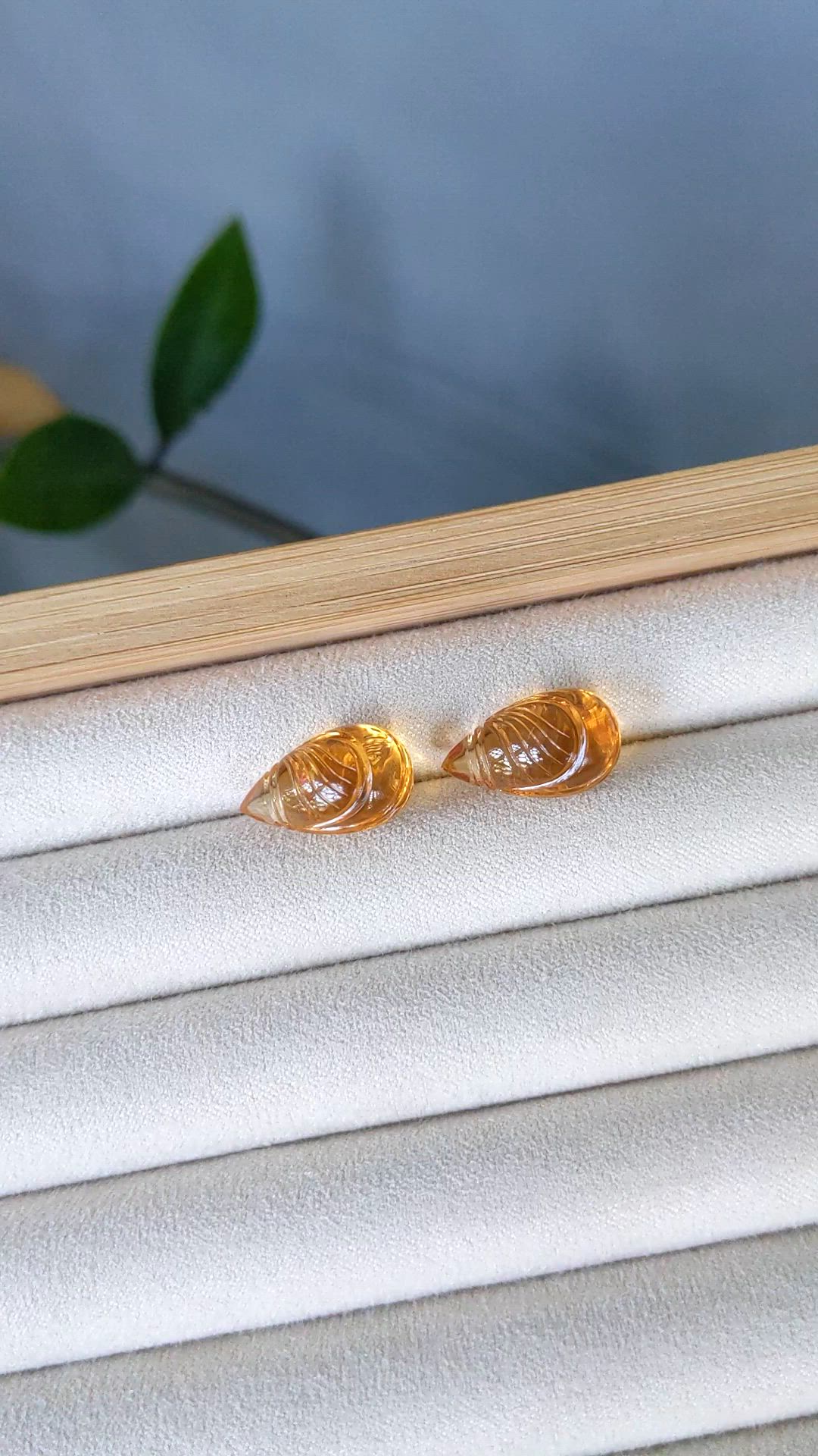 19.92 Ct.Tw.Total Carat Weight Golden Citrine Pair from Brazil Size Video