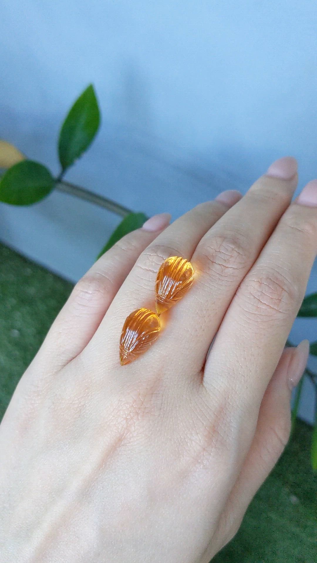 19.92 Ct.Tw.Total Carat Weight Golden Citrine Pair from Brazil Size Video