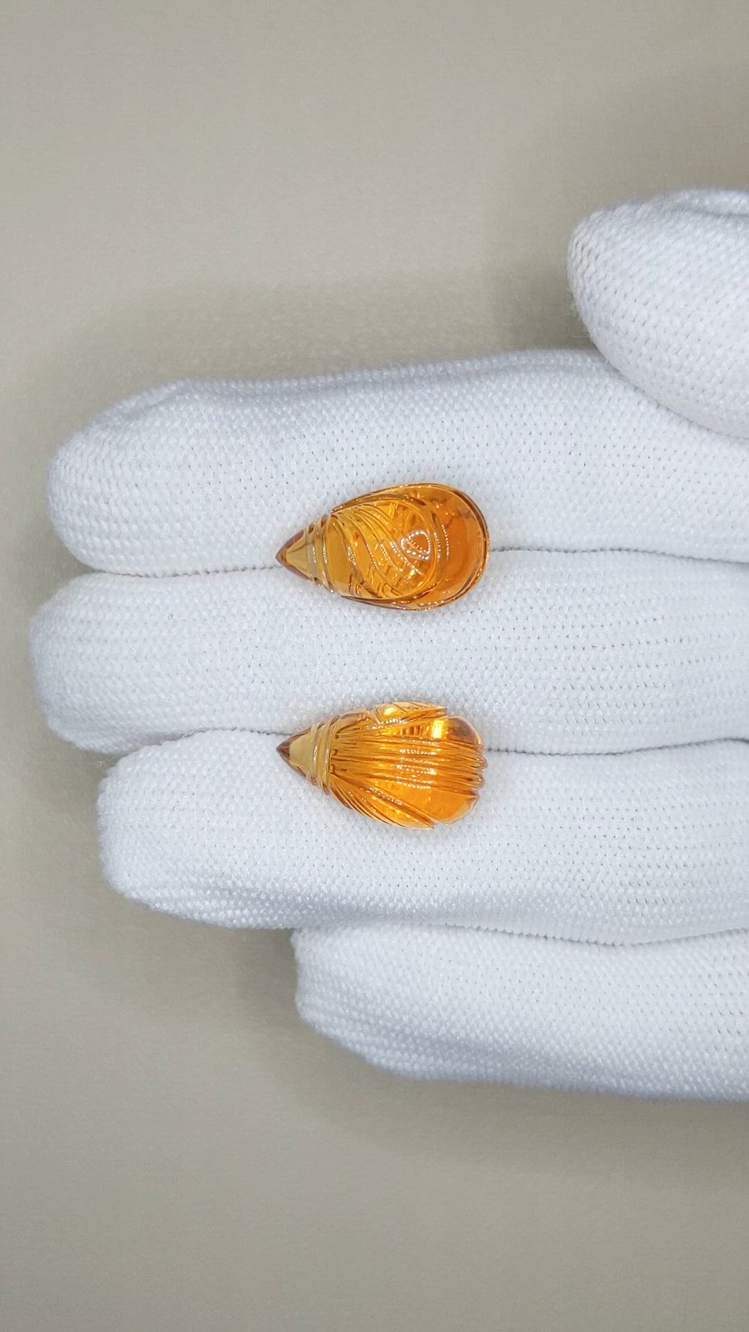 19.92 Ct.Tw.Total Carat Weight Golden Citrine Pair from Brazil Size Video