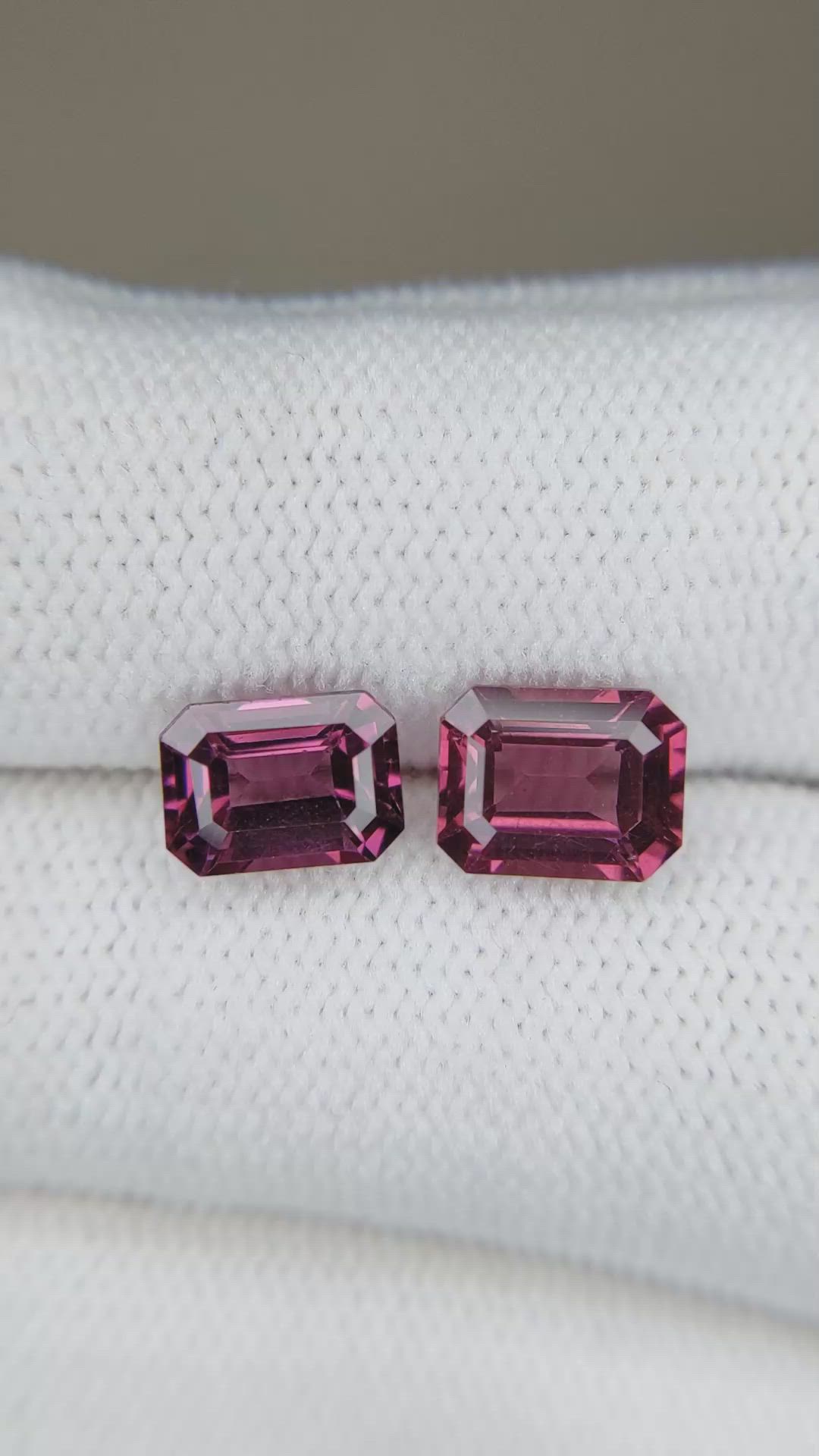 3.84&nbsp;Ct.Tw.Total Carat Weight Purplish Pink Garnet Pair from Tanzania Size Video