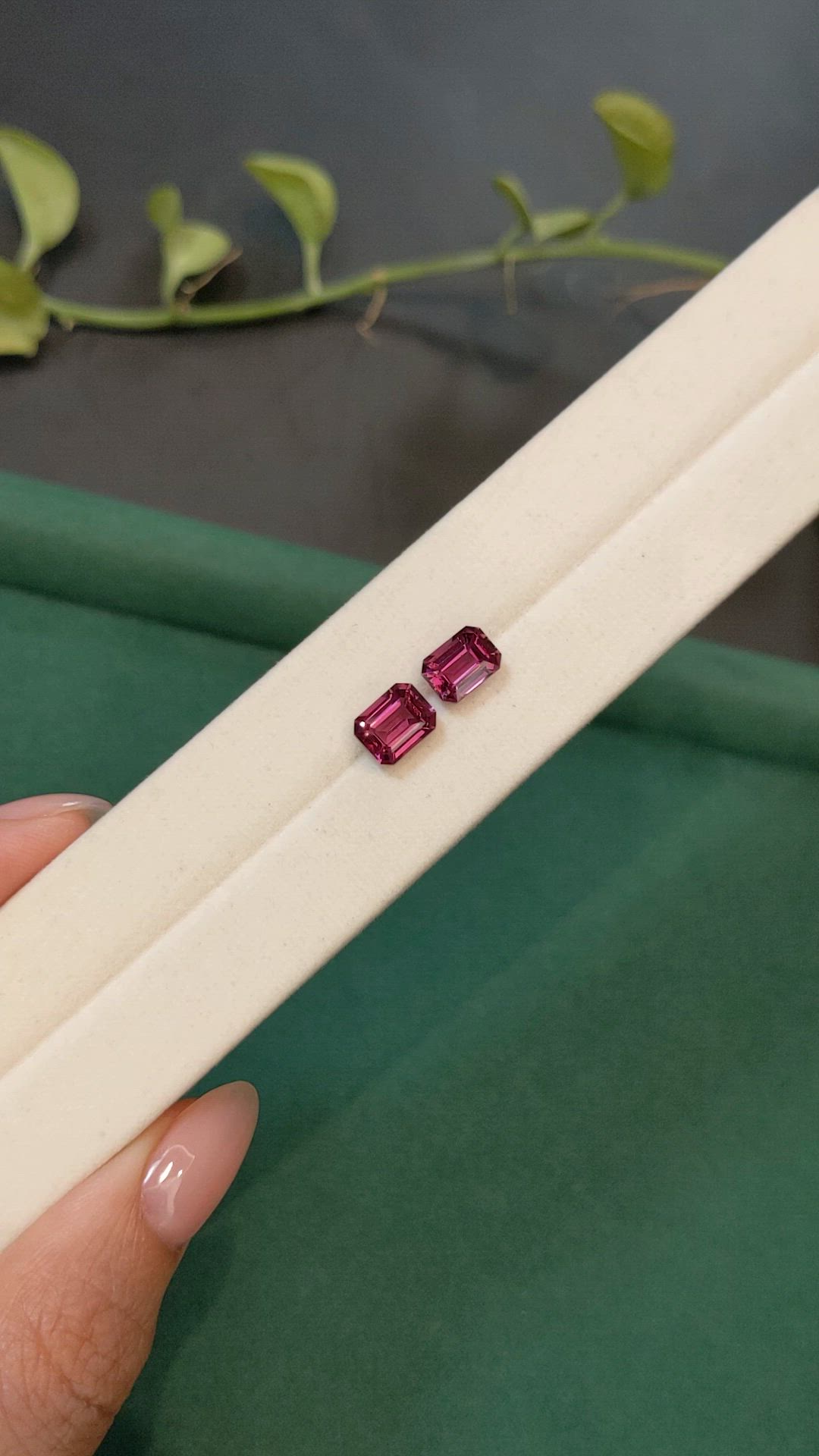 3.84&nbsp;Ct.Tw.Total Carat Weight Purplish Pink Garnet Pair from Tanzania Size Video