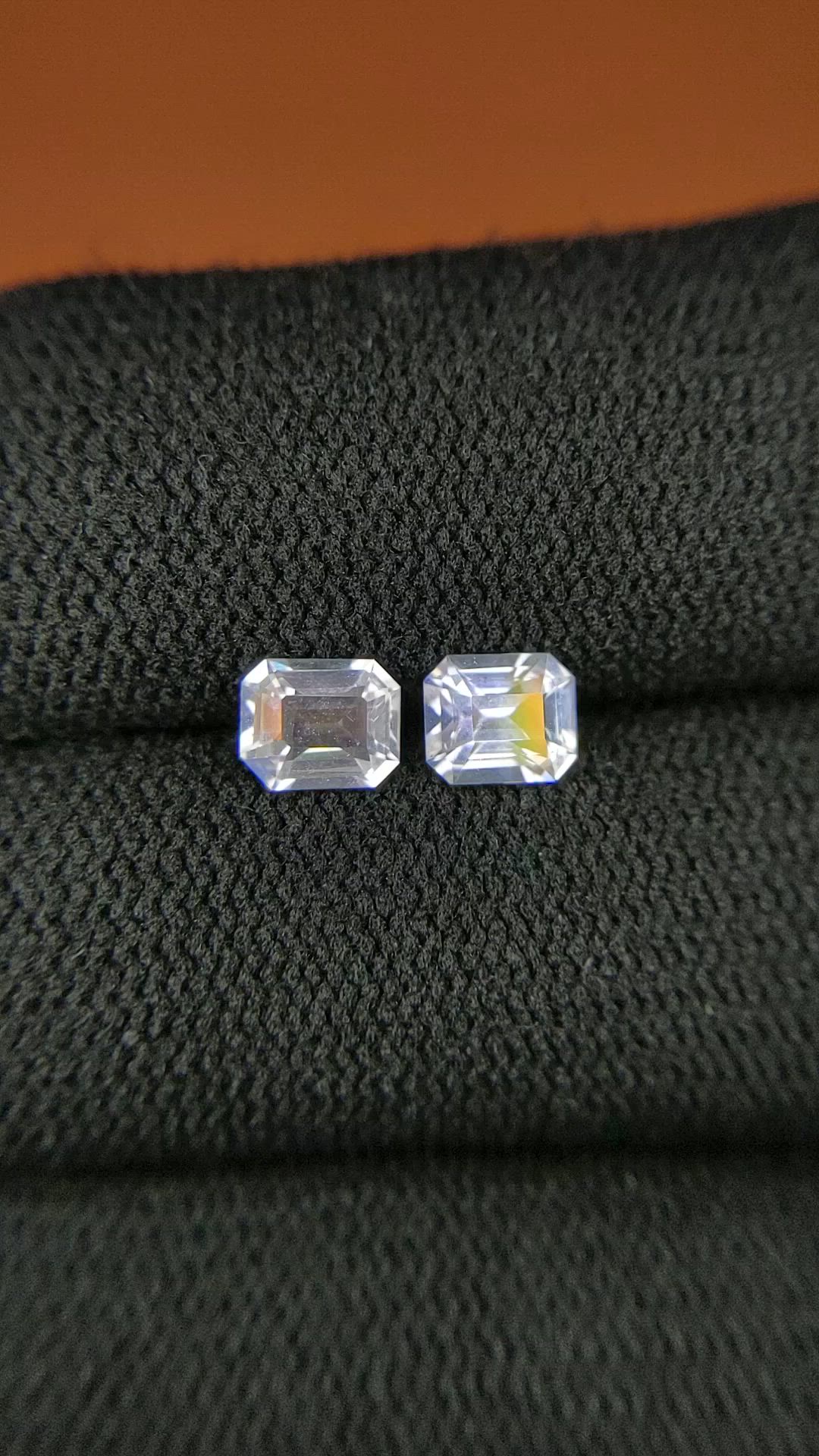 1.04 Ct.Tw.Total Carat Weight Rainbow Moonstone Pair from Ceylon (Sri Lanka) Size Video