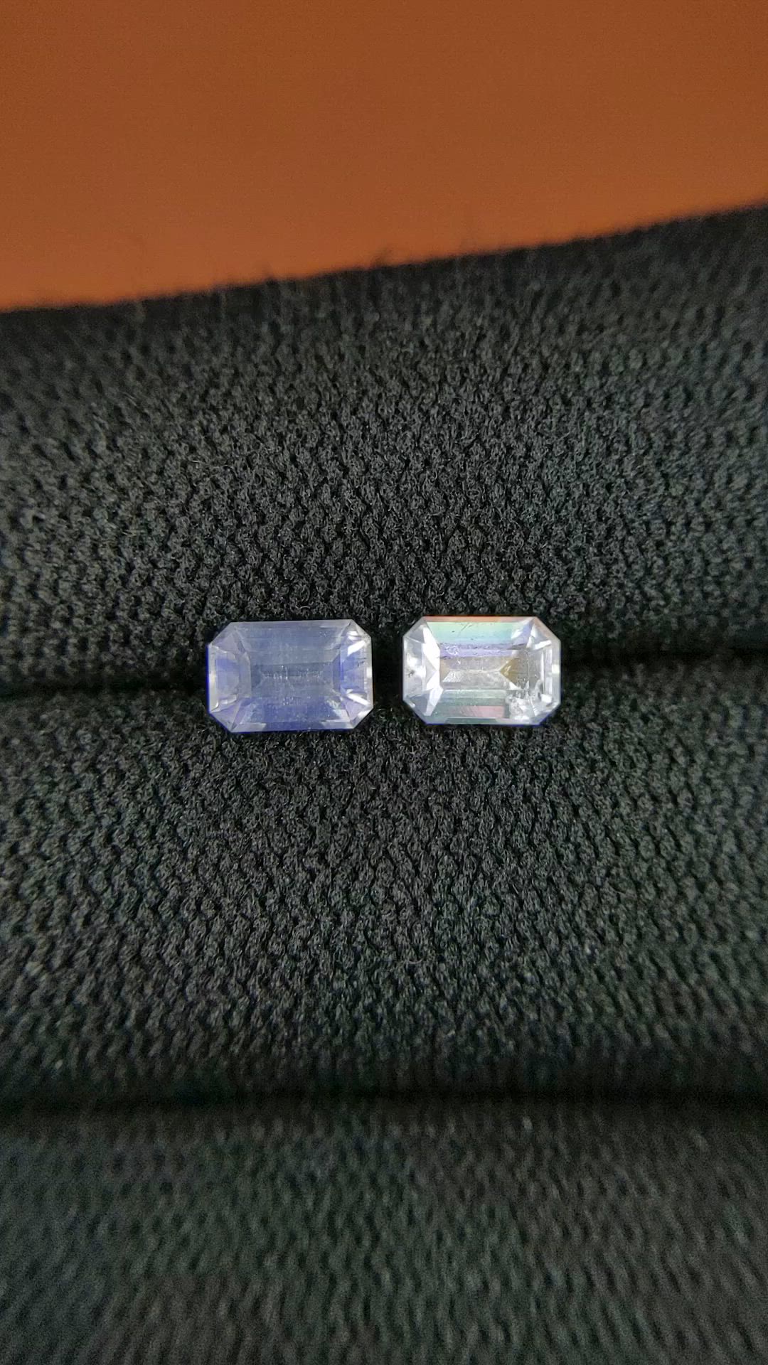 1.12 Ct.Tw.Total Carat Weight Rainbow Moonstone Pair from Ceylon (Sri Lanka) Size Video