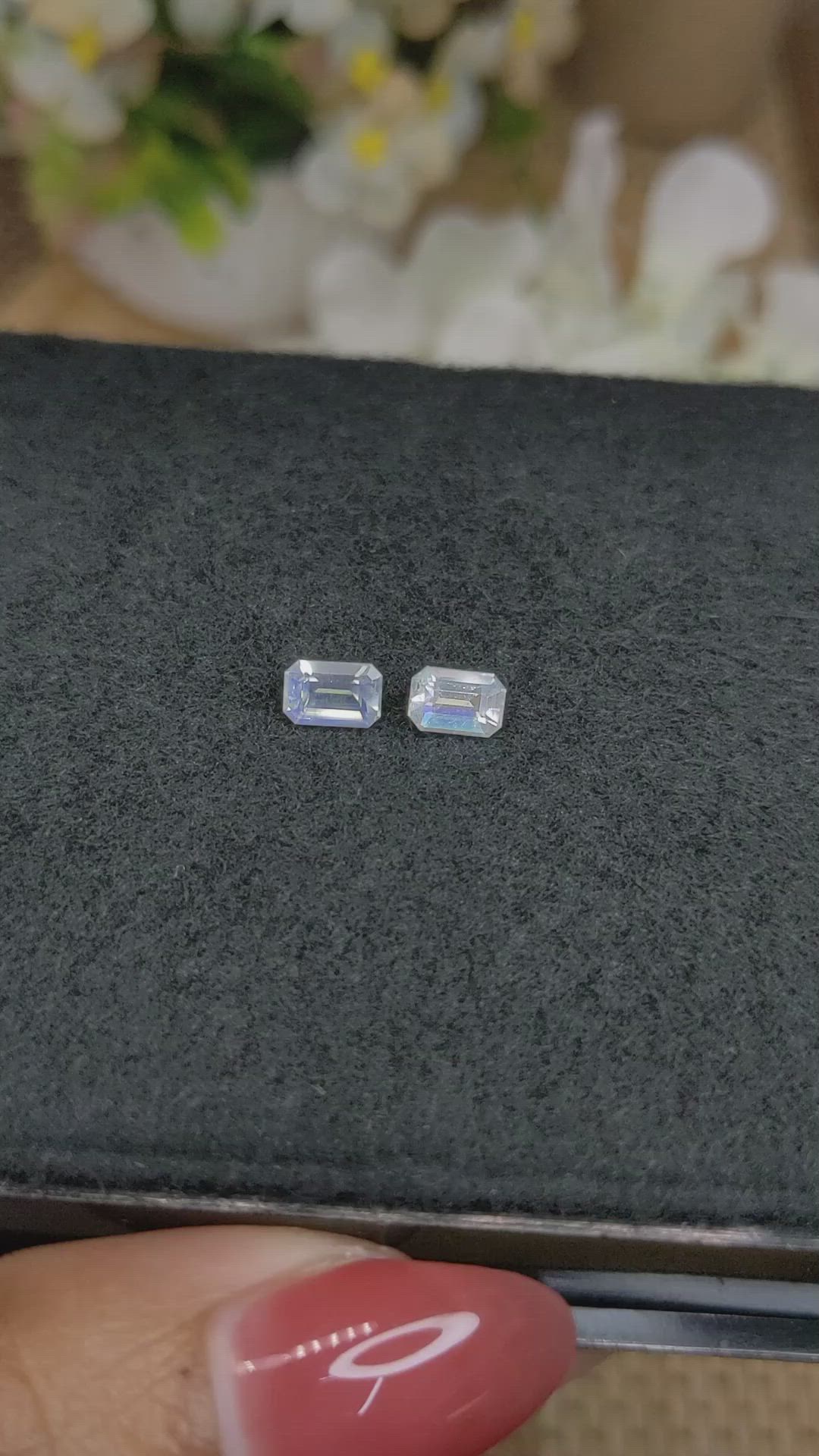 1.12 Ct.Tw.Total Carat Weight Rainbow Moonstone Pair from Ceylon (Sri Lanka) Size Video
