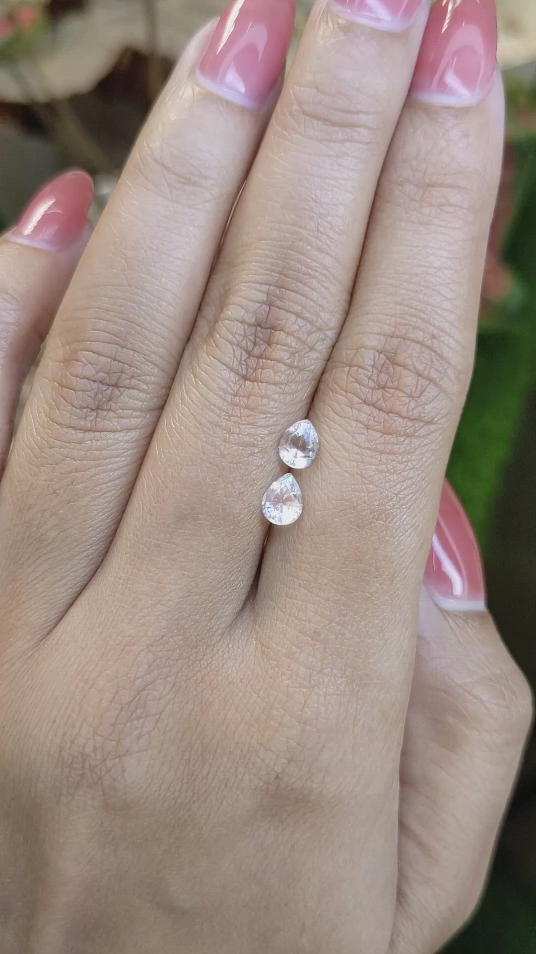 0.94&nbsp;Ct.Tw.Total Carat Weight Rainbow Moonstone Pair from Ceylon (Sri Lanka) Size Video