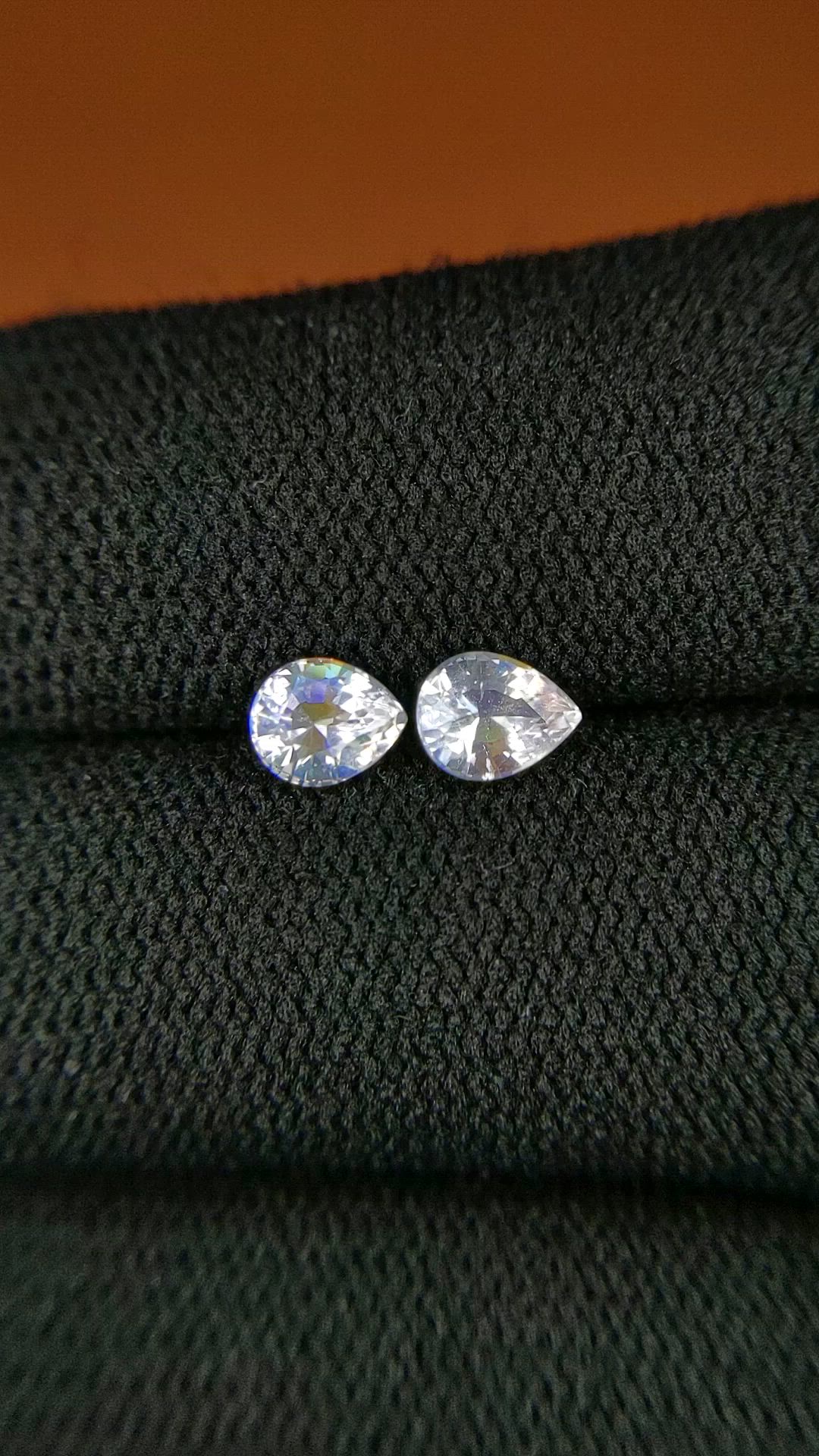 0.94&nbsp;Ct.Tw.Total Carat Weight Rainbow Moonstone Pair from Ceylon (Sri Lanka) Size Video