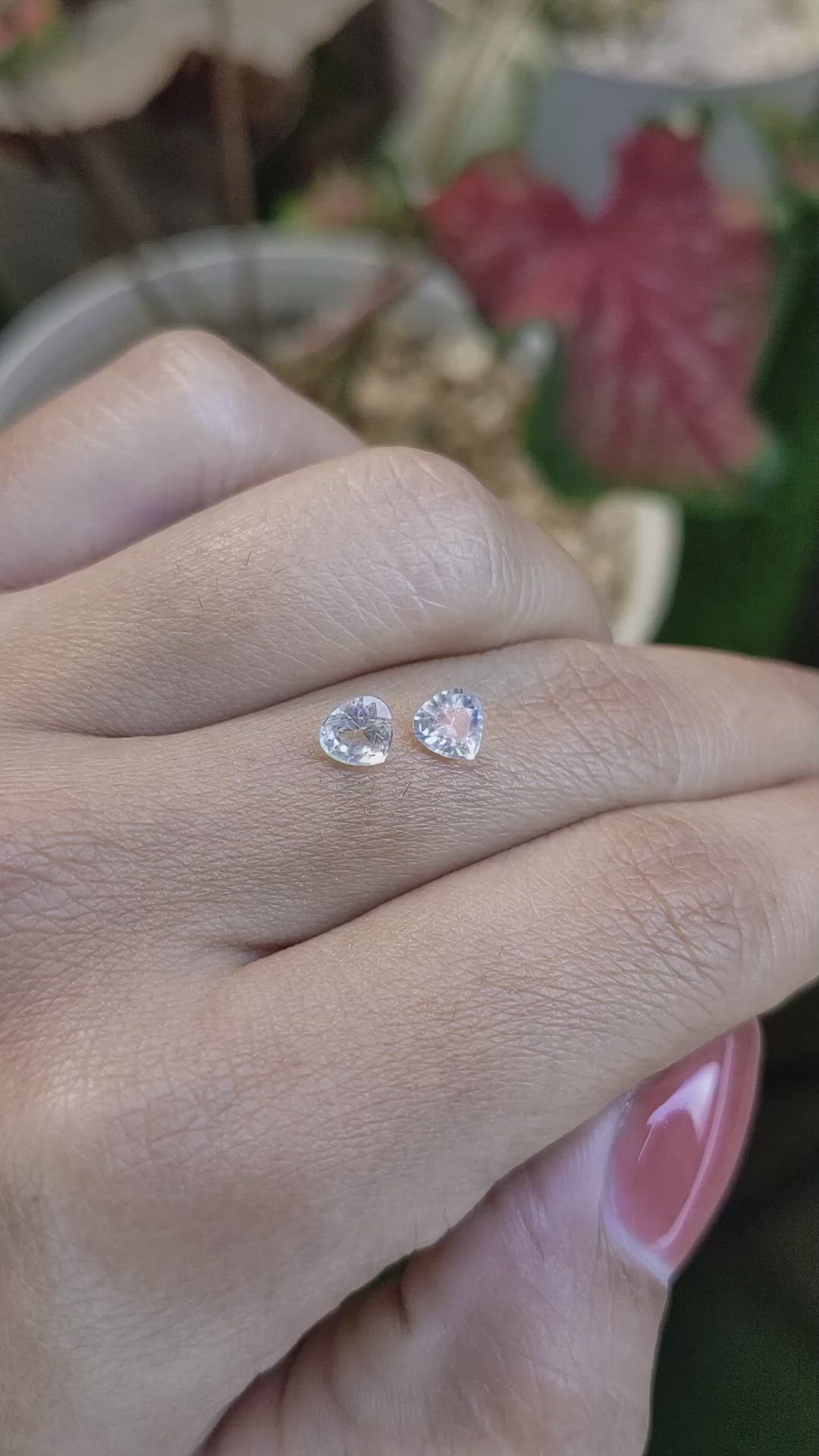 0.81 Ct.Tw.Total Carat Weight Rainbow Moonstone Pair from Ceylon (Sri Lanka) Size Video