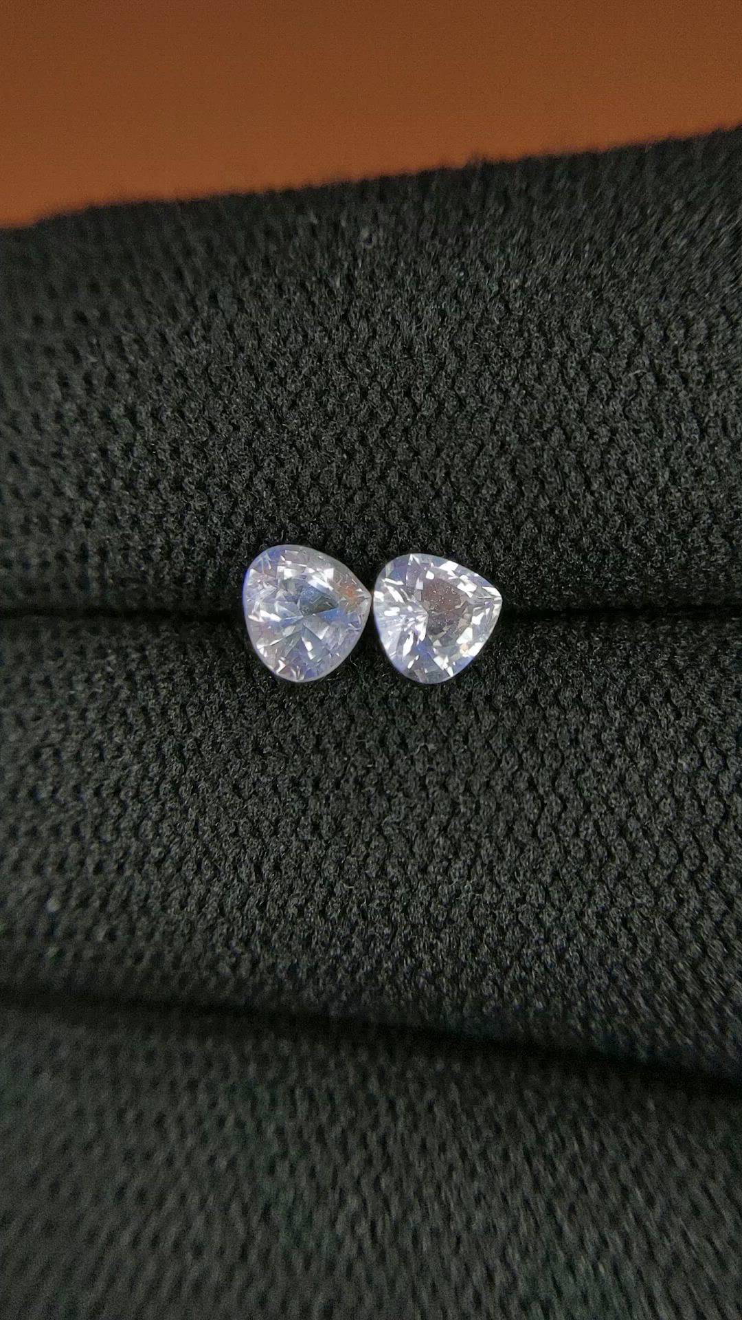 0.81 Ct.Tw.Total Carat Weight Rainbow Moonstone Pair from Ceylon (Sri Lanka) Size Video