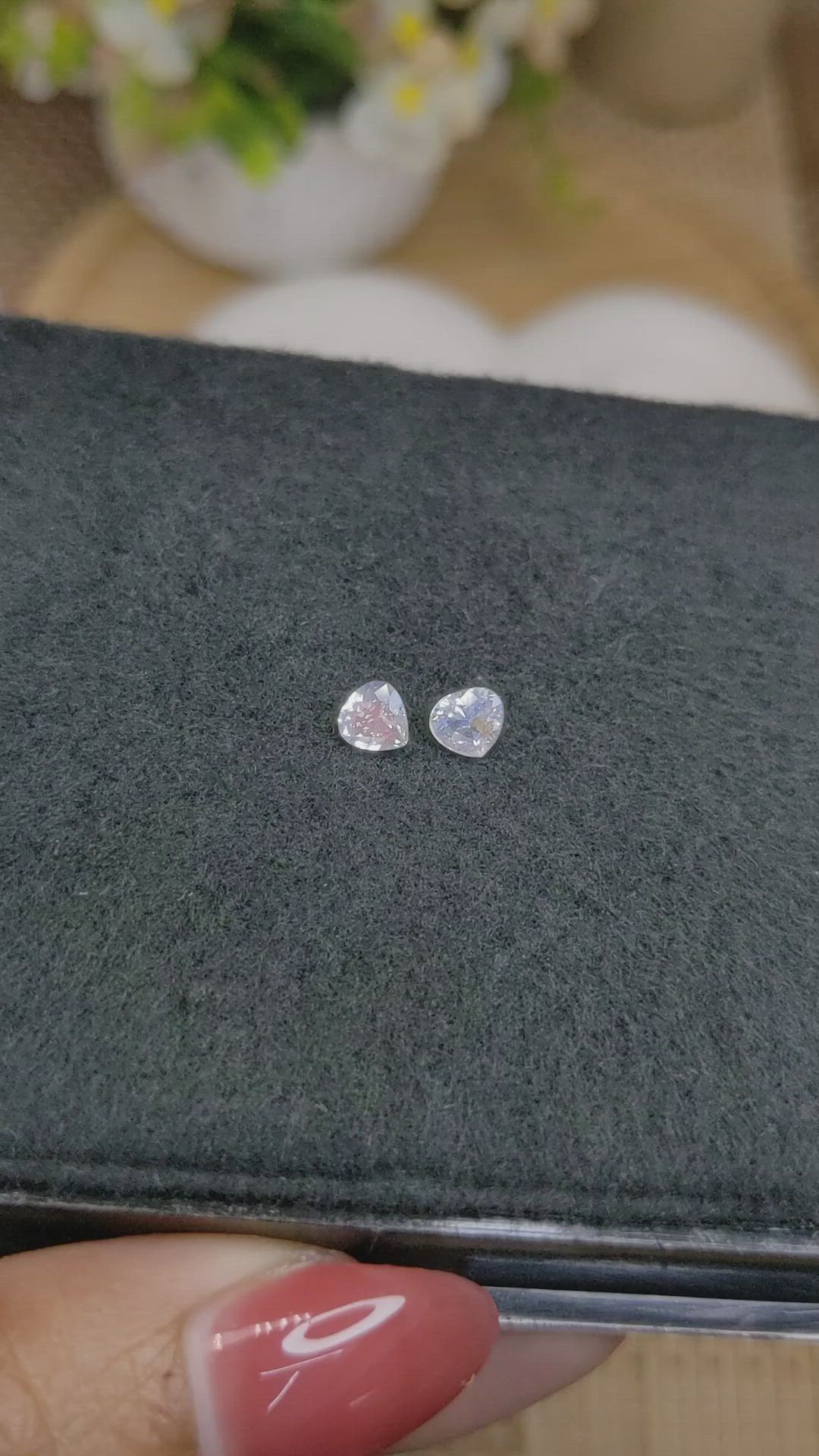 0.81 Ct.Tw.Total Carat Weight Rainbow Moonstone Pair from Ceylon (Sri Lanka) Size Video