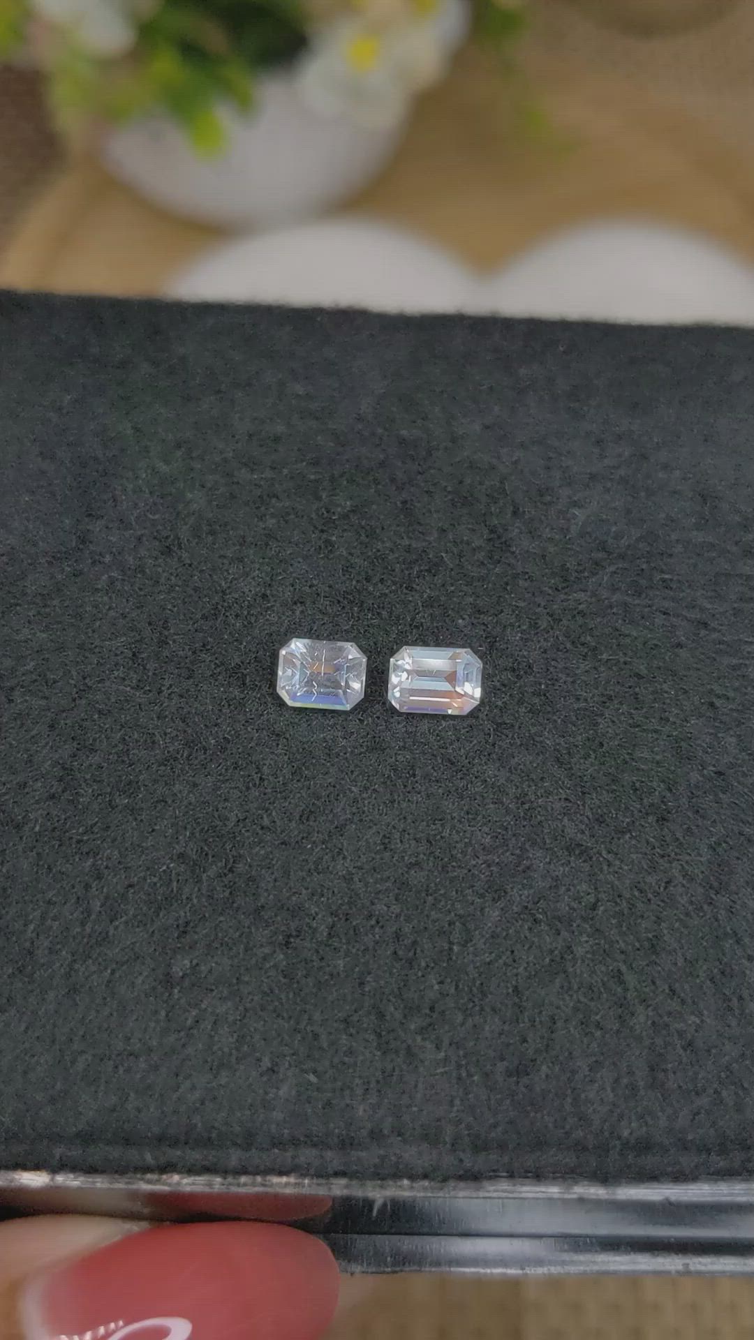 1.18 Ct.Tw.Total Carat Weight Rainbow Moonstone Pair from Ceylon (Sri Lanka) Size Video